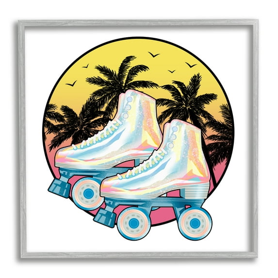 Stupell Indtries Retro Tropical Summer Sky Vintage Roller Skating Derby,24 x 24,Design by Ziwei Li