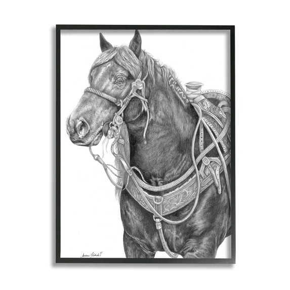 Stupell Indtries Riding Horse Portrait Minimal Elegant Pencil Mark Pattern,16 x 20,Design by Andrea Kochish
