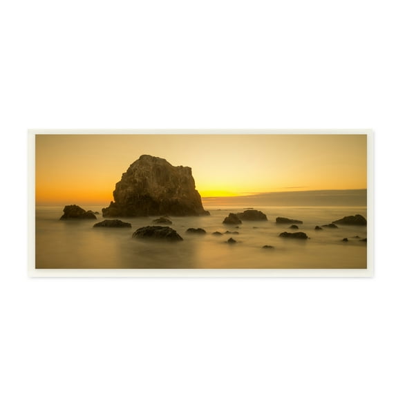 Stupell Indtries Rocky Beach Cliff Sunrise Warm Nautical Summer Horizon,17 x 7,Design by J.C. Leacock