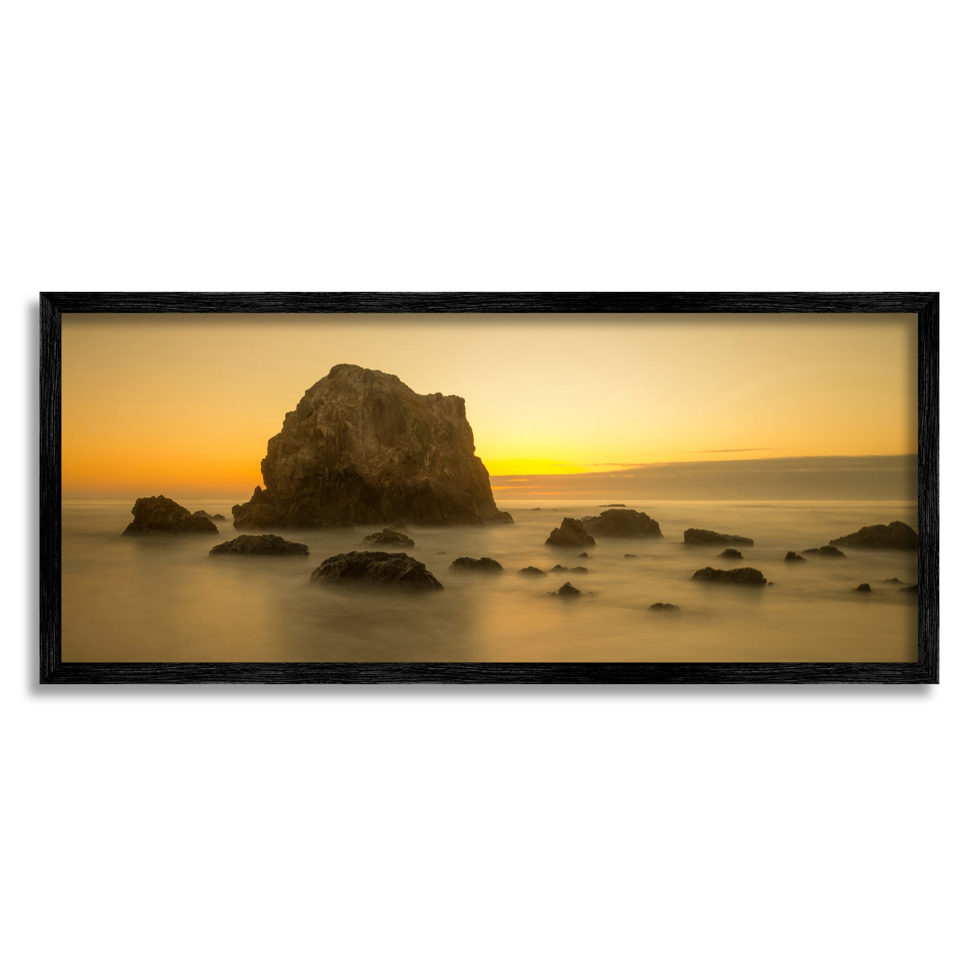 Stupell Indtries Rocky Beach Cliff Sunrise Warm Nautical Summer Horizon,30 x 13,Design by J.C. Leacock