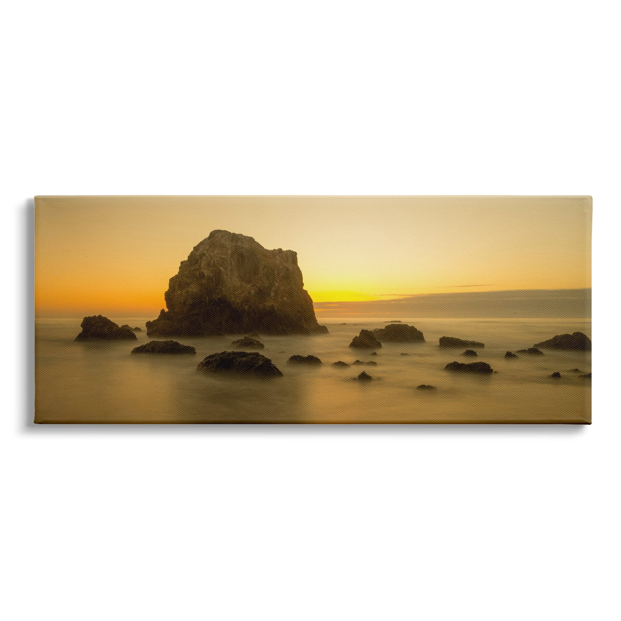 Stupell Indtries Rocky Beach Cliff Sunrise Warm Nautical Summer Horizon,48 x 20,Design by J.C. Leacock