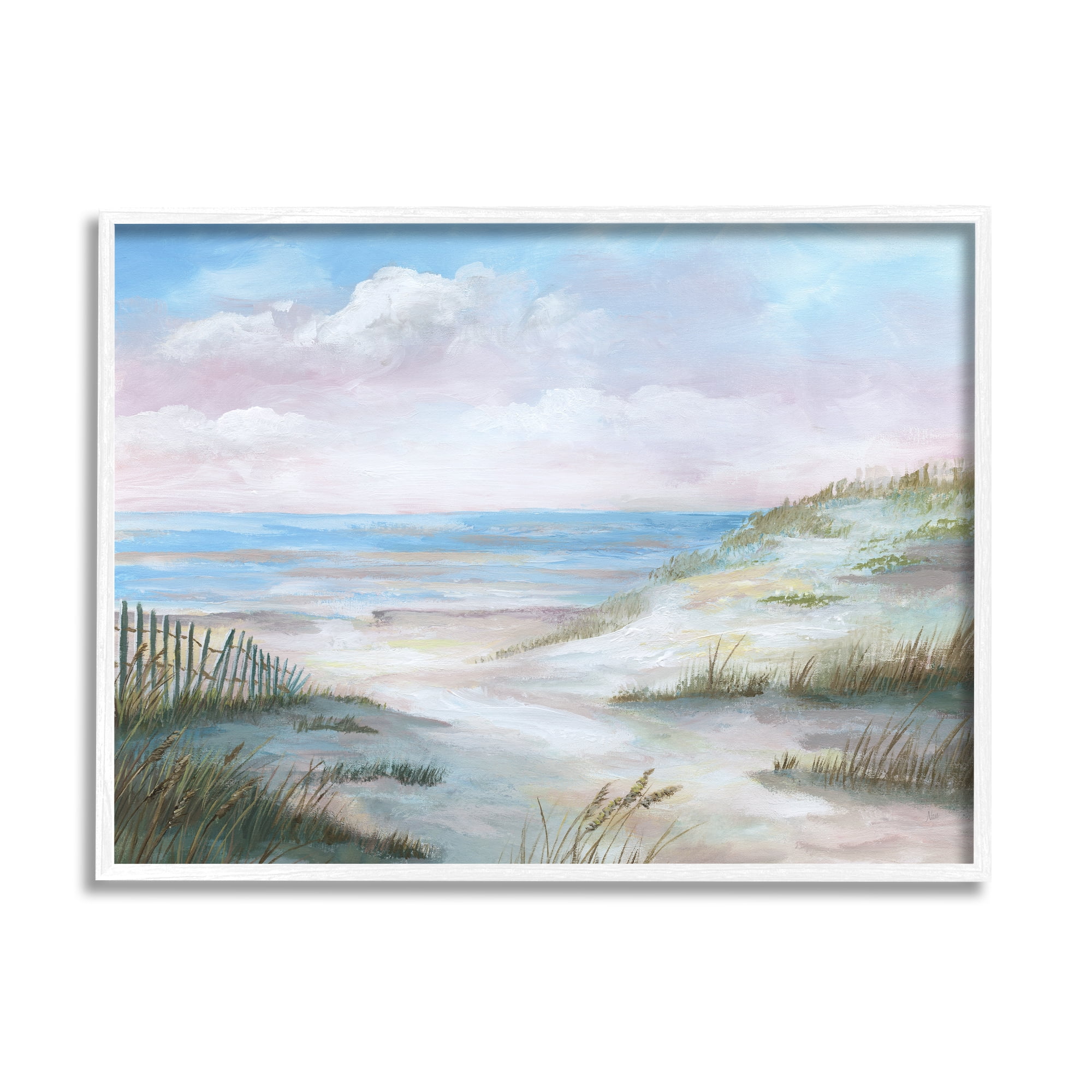 Stupell Indtries Rolling Beach Sand Dunes Soft Pink Beach Sky,20 x 16,Design by Nan