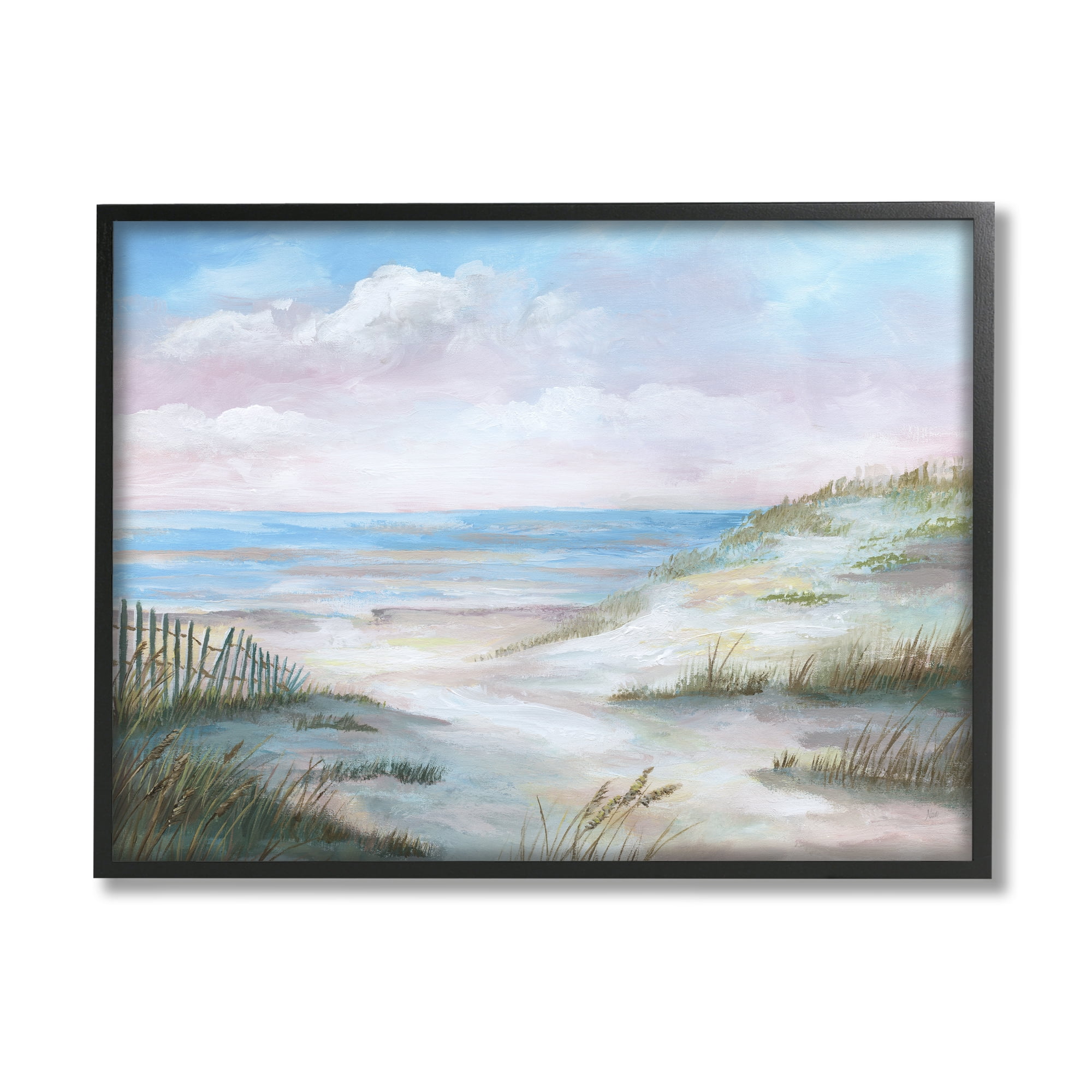 Stupell Indtries Rolling Beach Sand Dunes Soft Pink Beach Sky,20 x 16,Design by Nan