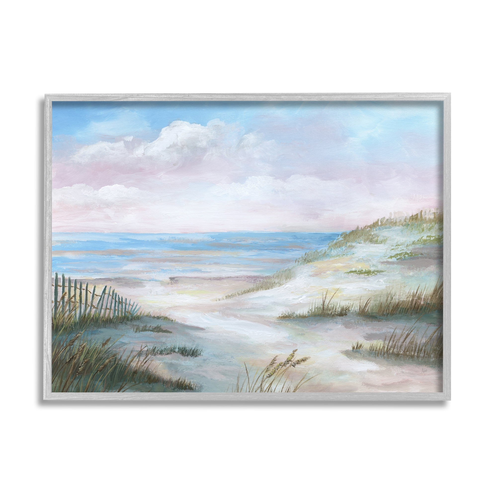 Stupell Indtries Rolling Beach Sand Dunes Soft Pink Beach Sky,30 x 24,Design by Nan
