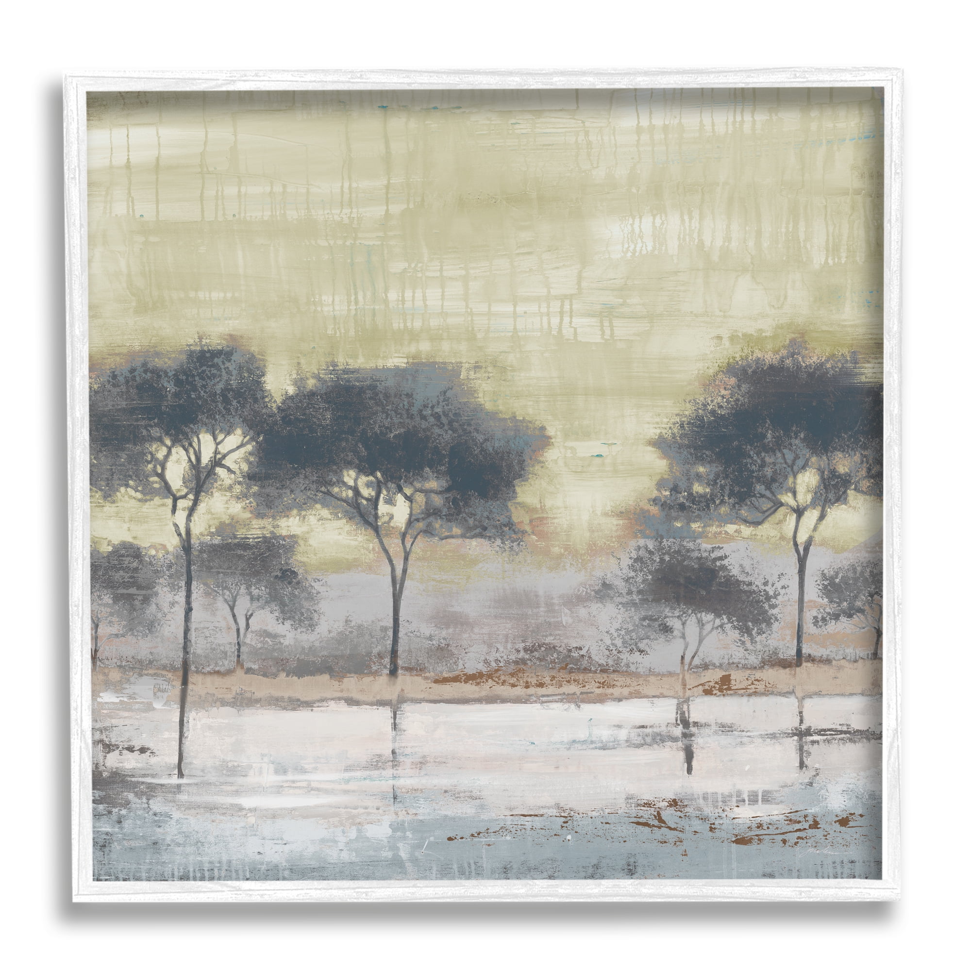 Stupell Indtries Rtic Abstract Tree Forest Blue Lake Neutral Sky,24 x 24,Design by Liz Jardine