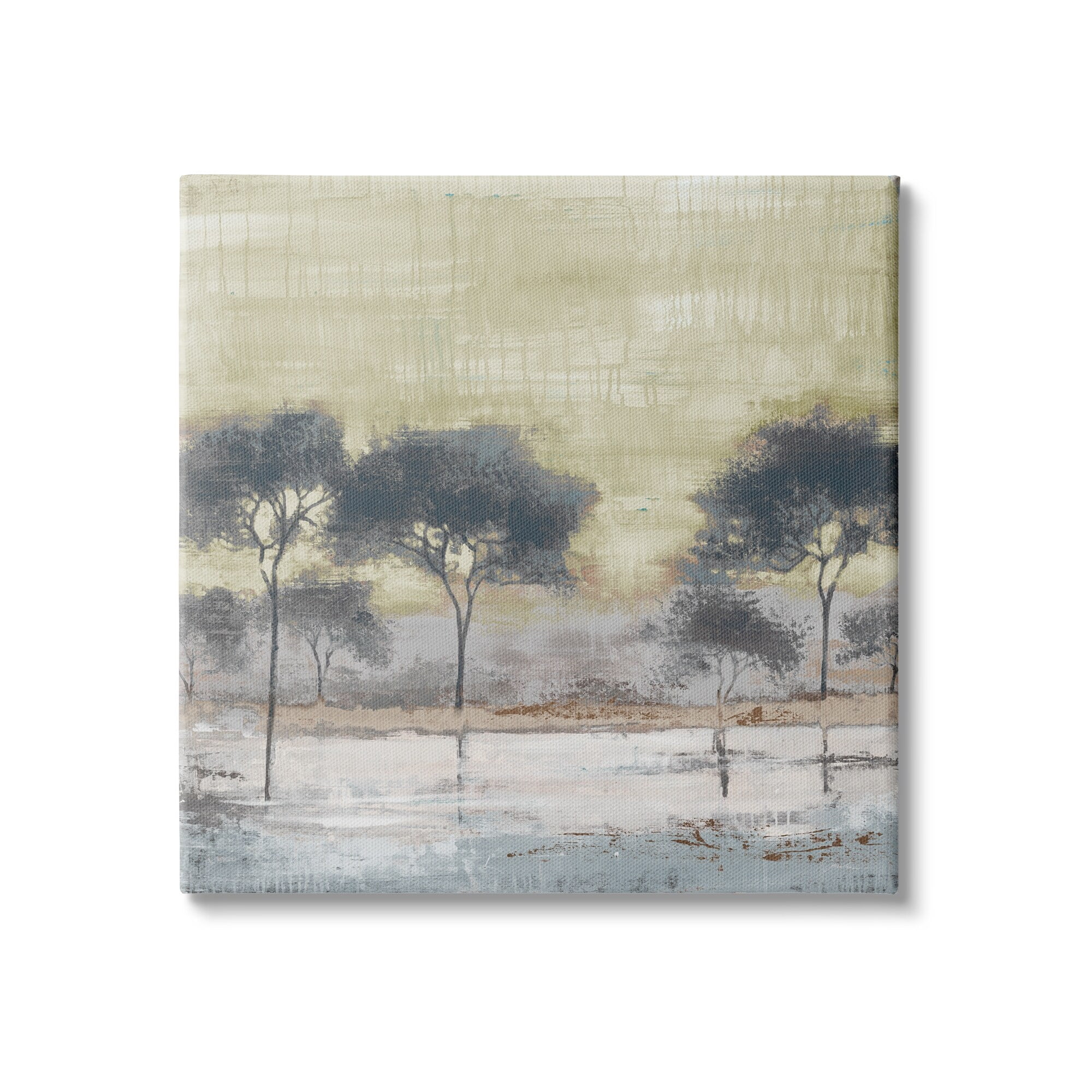 Stupell Indtries Rtic Abstract Tree Forest Blue Lake Neutral Sky,30 x 30,Design by Liz Jardine