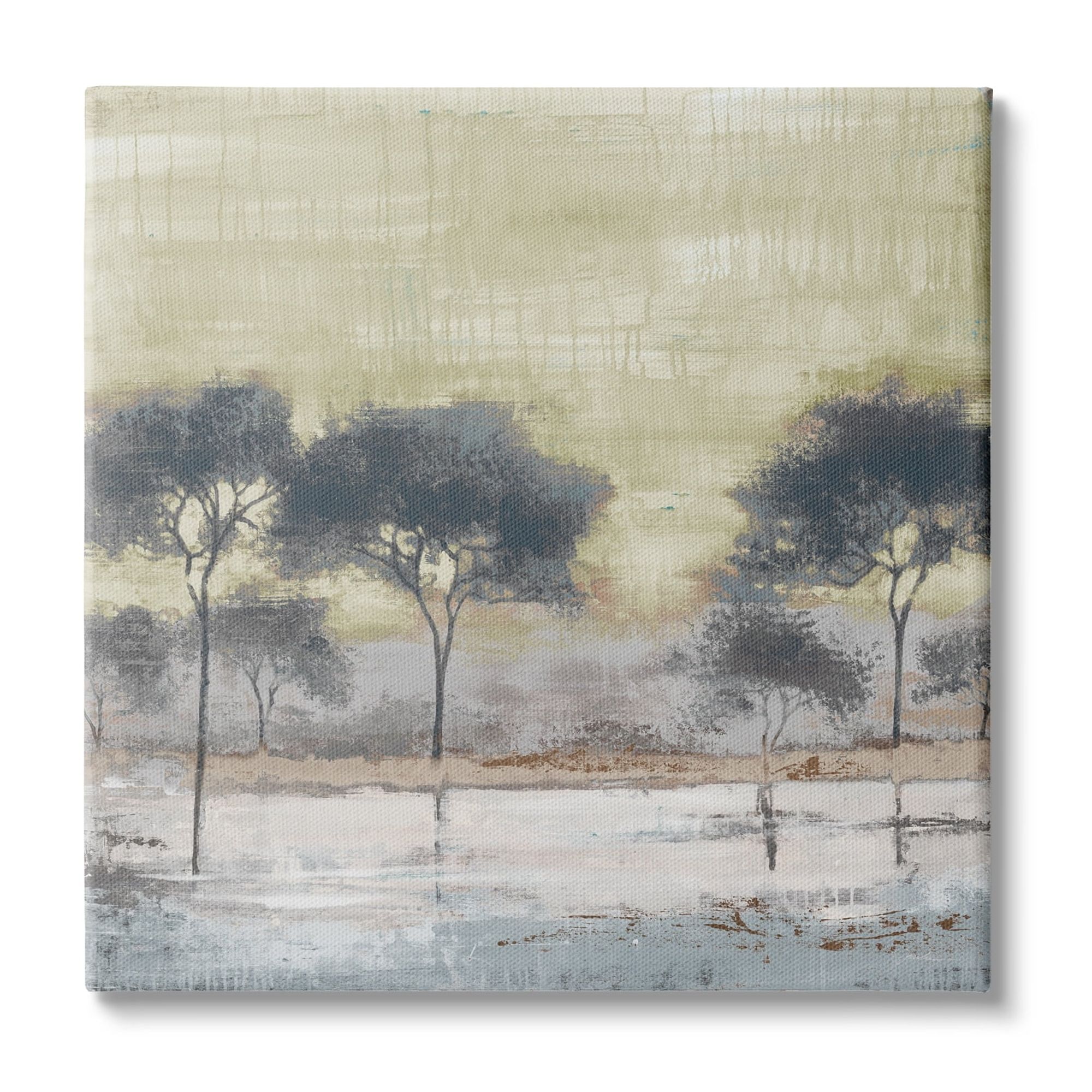 Stupell Indtries Rtic Abstract Tree Forest Blue Lake Neutral Sky,36 x 36,Design by Liz Jardine