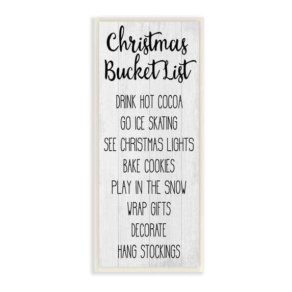 Stupell Indtries Rtic Christmas Bucket List Sign Winter Holiday Goals Wall Plaque Design by Daphne Polselli