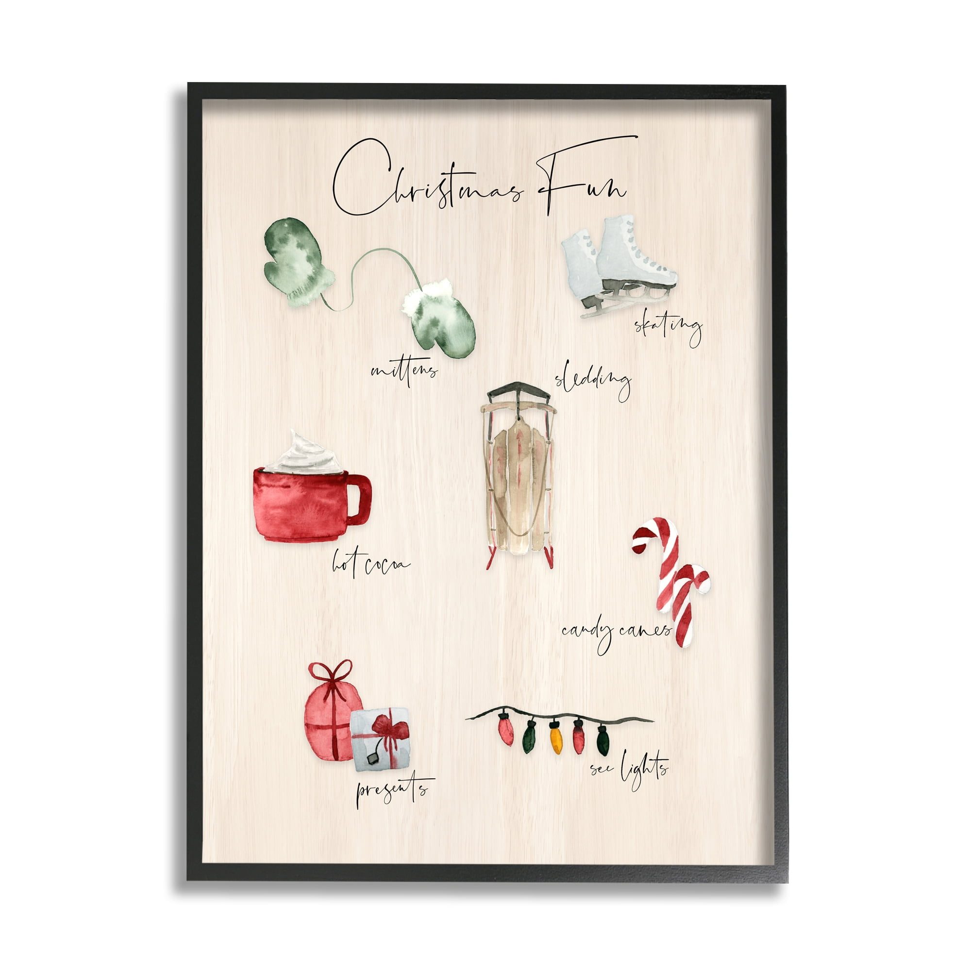 Stupell Indtries Rtic Christmas Fun Chart Holiday Tradition Festive Illtrations,11 x 14,Design by Lucille Price