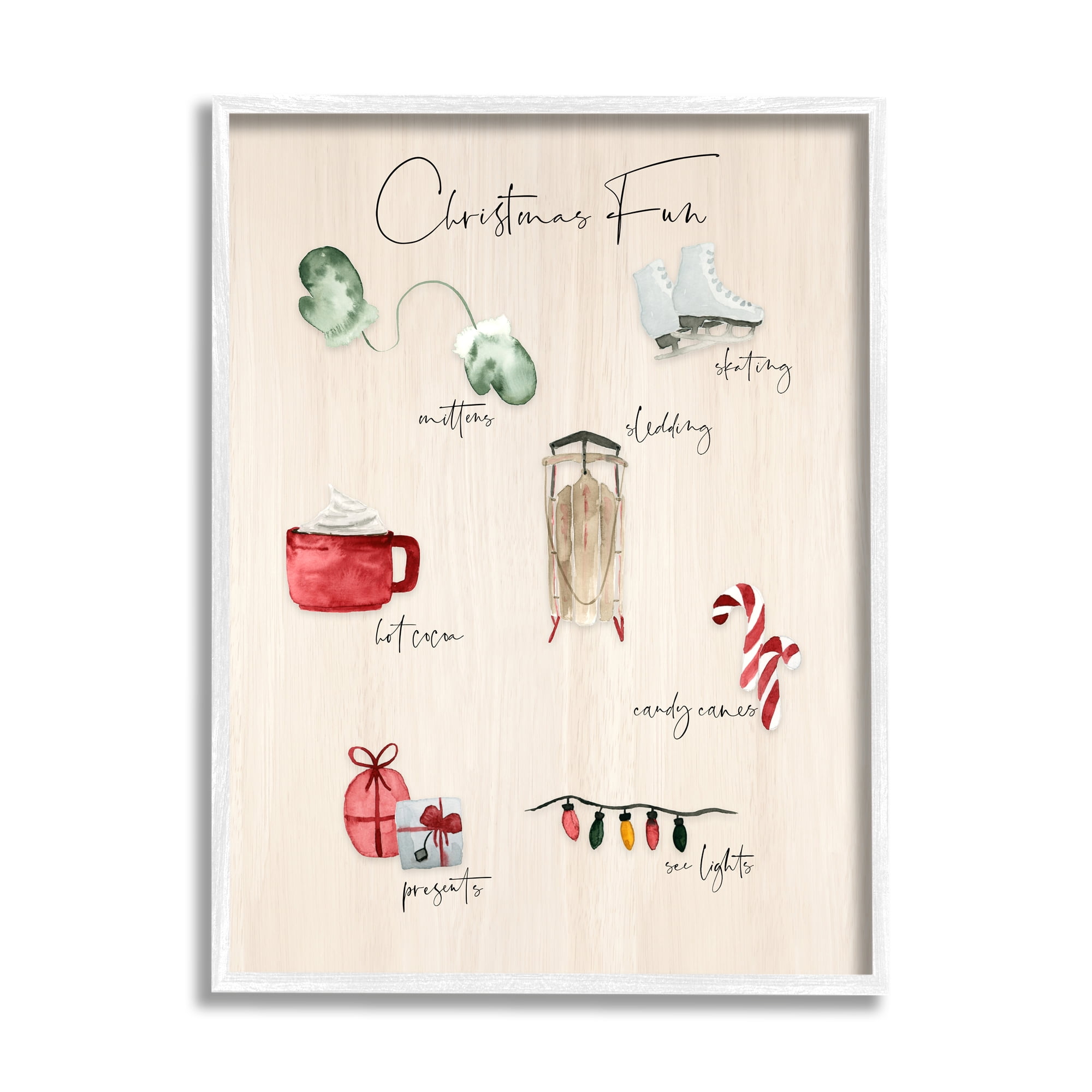 Stupell Indtries Rtic Christmas Fun Chart Holiday Tradition Festive Illtrations,11 x 14,Design by Lucille Price