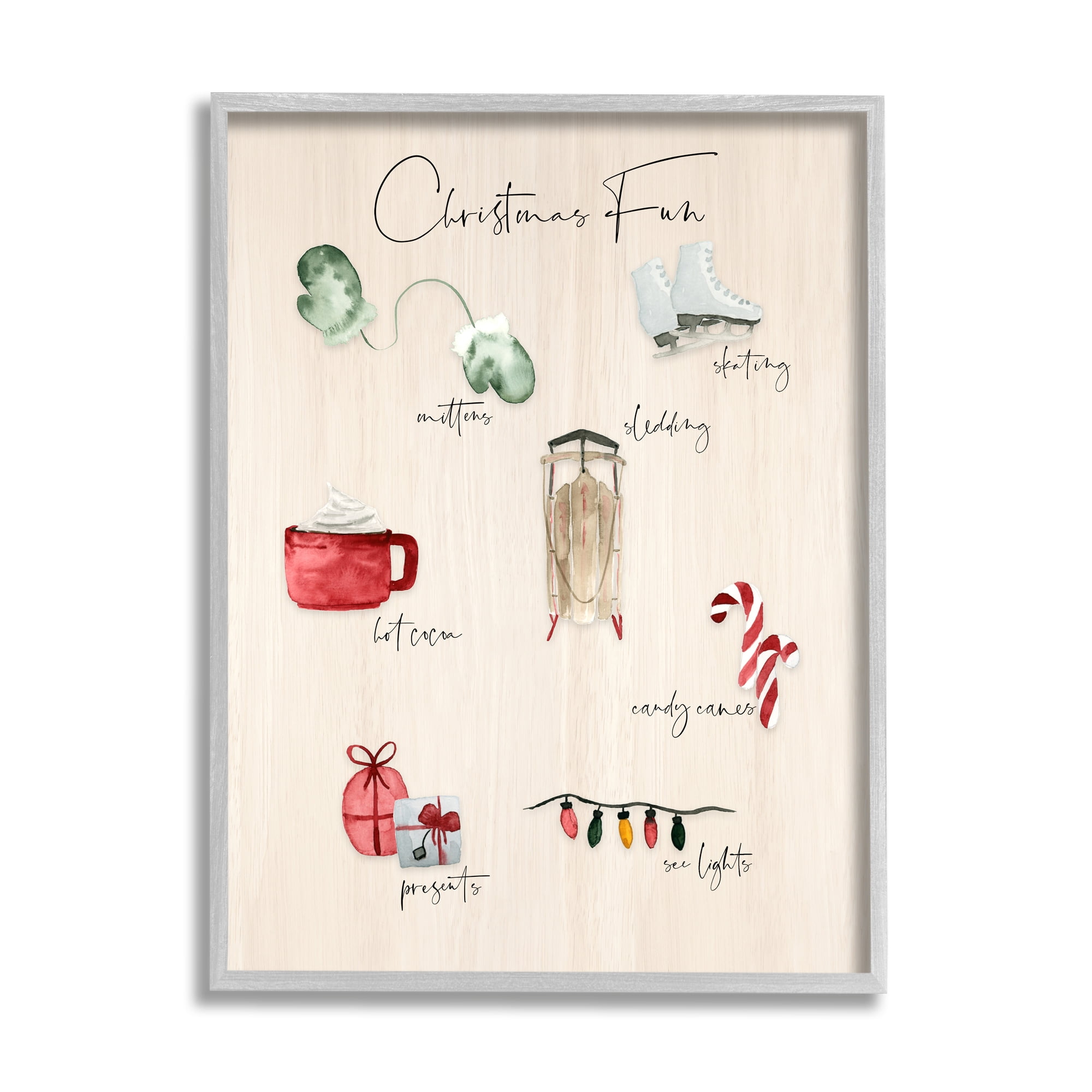 Stupell Indtries Rtic Christmas Fun Chart Holiday Tradition Festive Illtrations,16 x 20,Design by Lucille Price