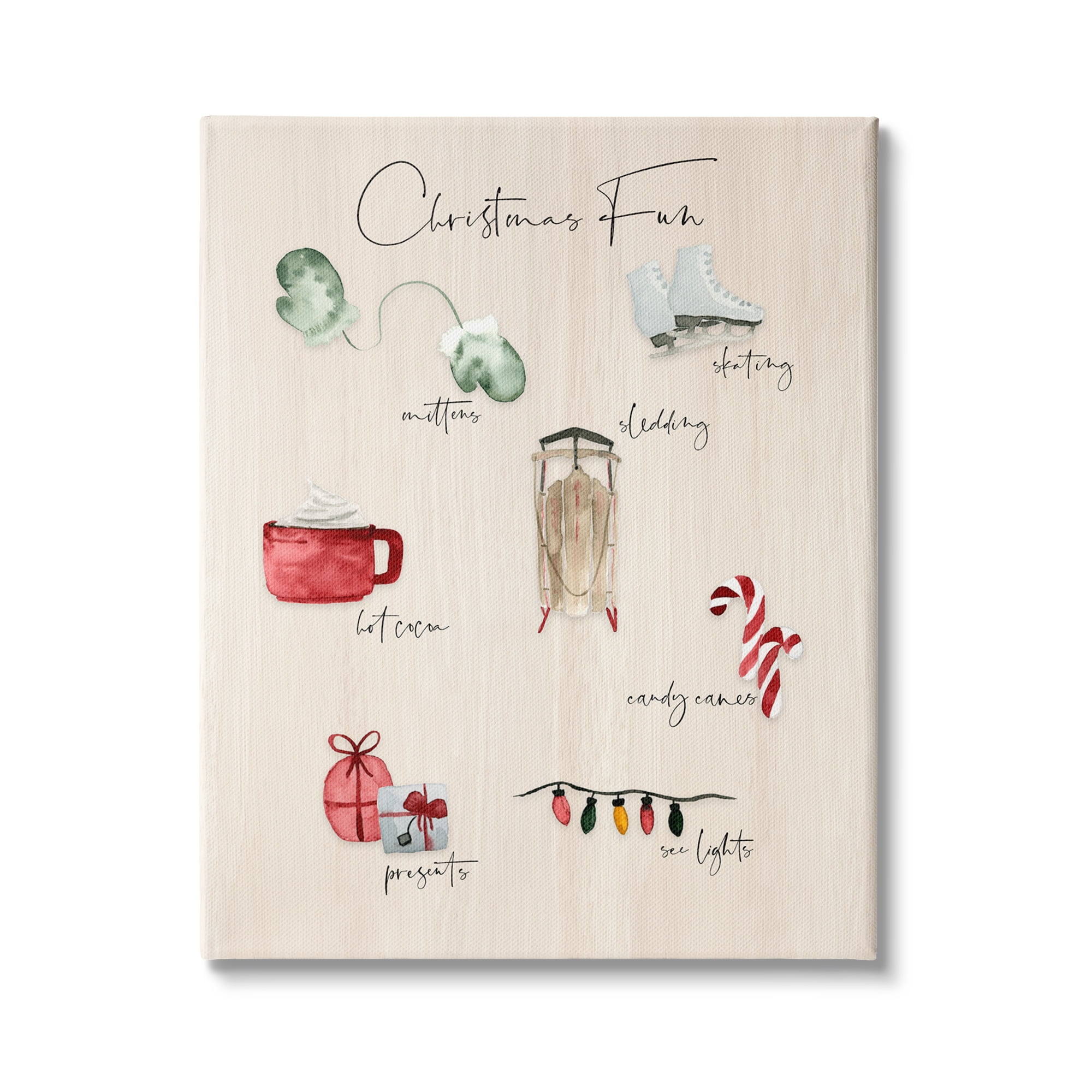 Stupell Indtries Rtic Christmas Fun Chart Holiday Tradition Festive Illtrations,16 x 20,Design by Lucille Price