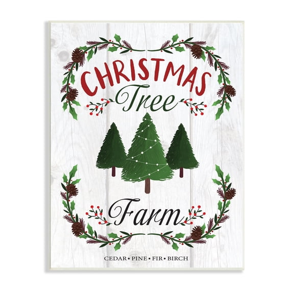 Stupell Indtries Rtic Christmas Tree Farm Advertisement Green Pine Holly,10 x 15,Design by Louise Allen Designs