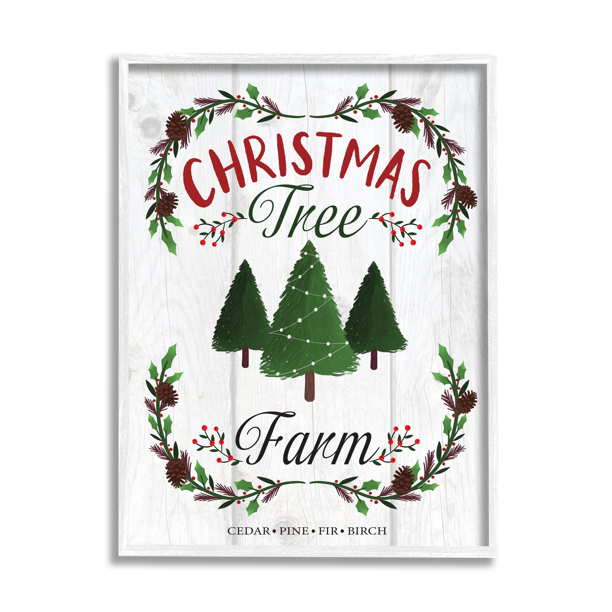 Stupell Indtries Rtic Christmas Tree Farm Advertisement Green Pine Holly,24 x 30,Design by Louise Allen Designs