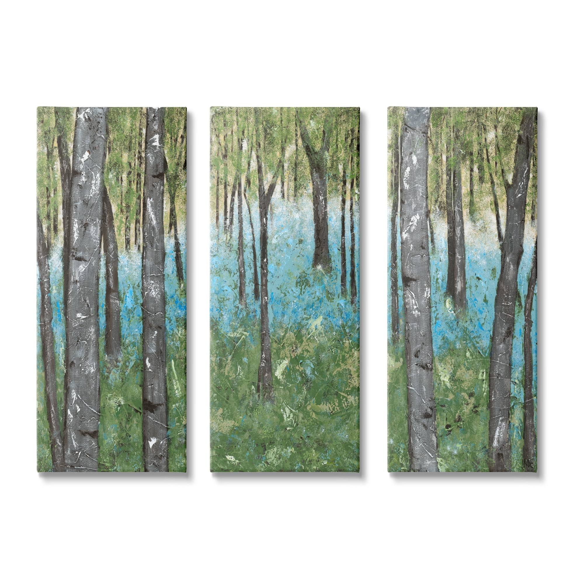 Stupell Indtries Rtic Grey Birch Trees Abstract Forest Scene,10 x 24,Design by Jade Reynolds