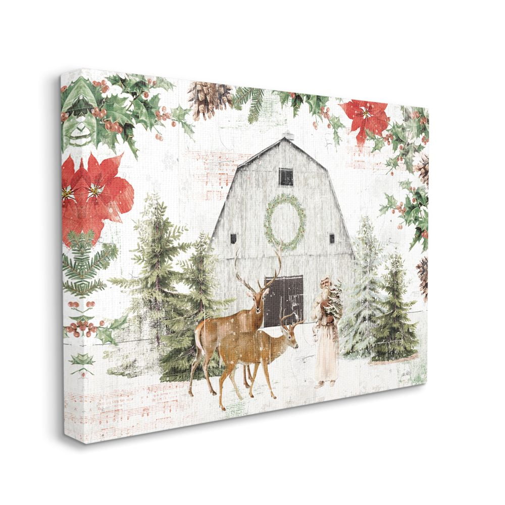 Stupell Indtries Rtic Holiday Barn Animals Seasonal Christmas Winter Canvas Wall Art Design by Katie Pertiet, 24" x 30"