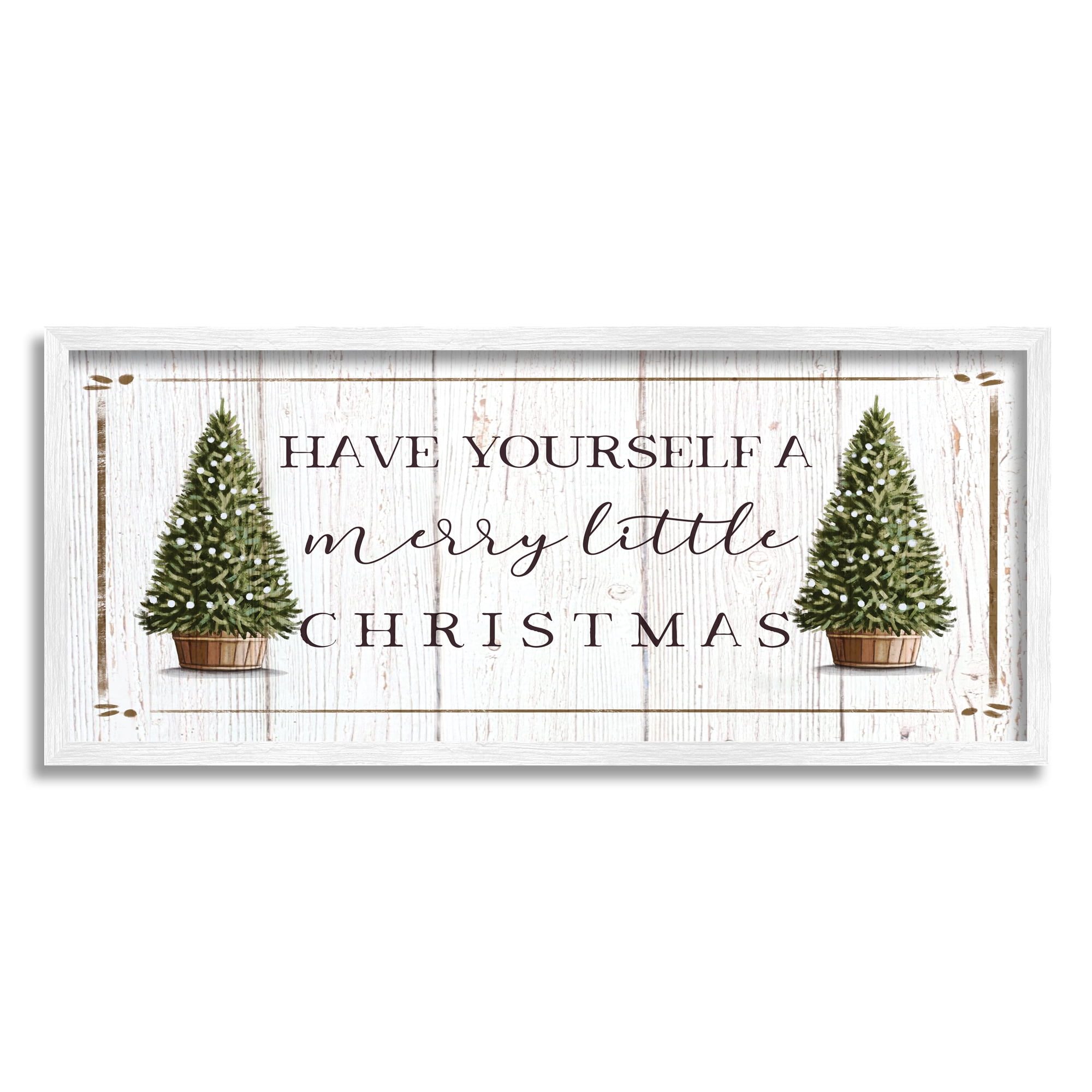 Stupell Indtries Rtic Merry Little Christmas Phrase Holiday Fir Trees,24 x 10,Design by Elizabeth Tyndall