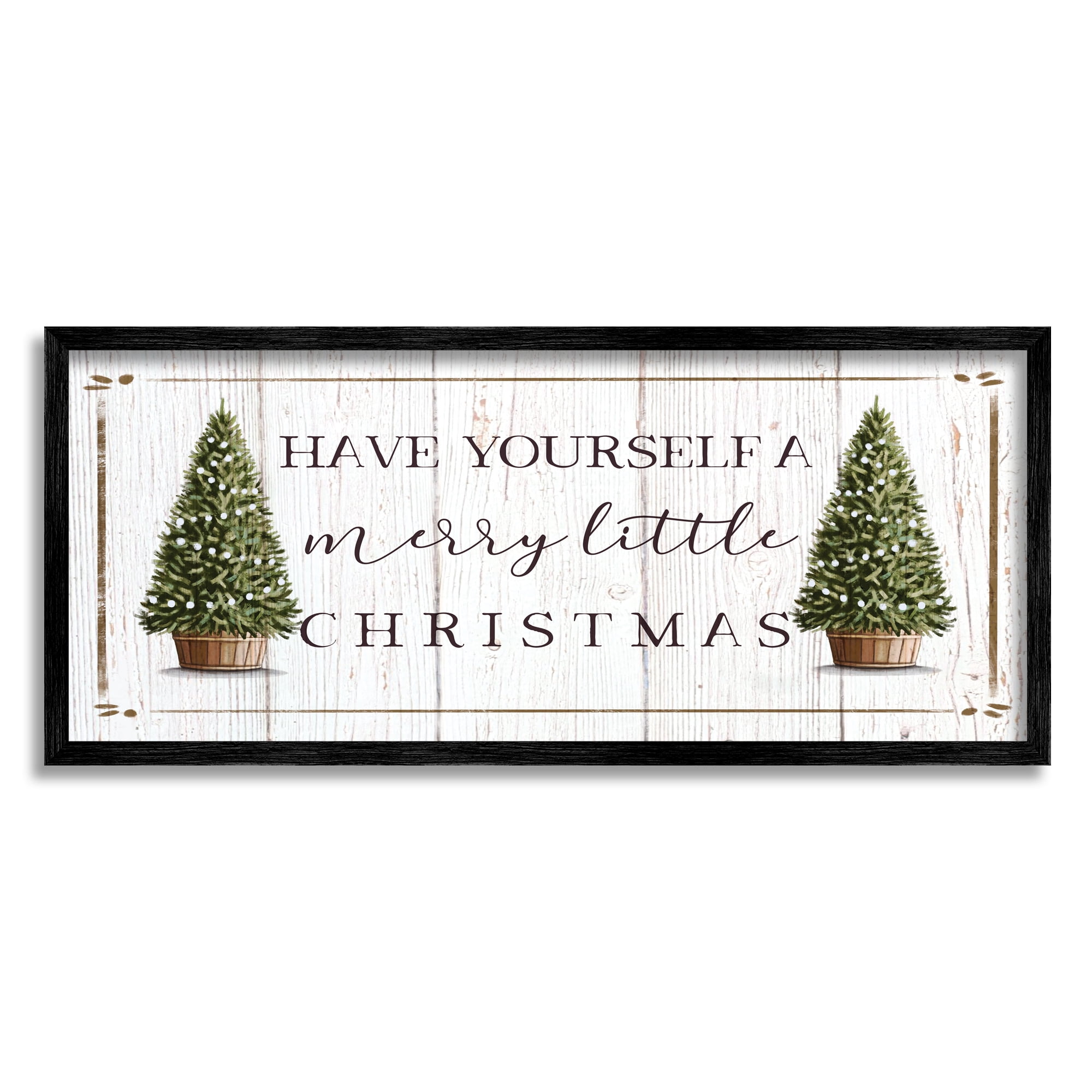 Stupell Indtries Rtic Merry Little Christmas Phrase Holiday Fir Trees,24 x 10,Design by Elizabeth Tyndall