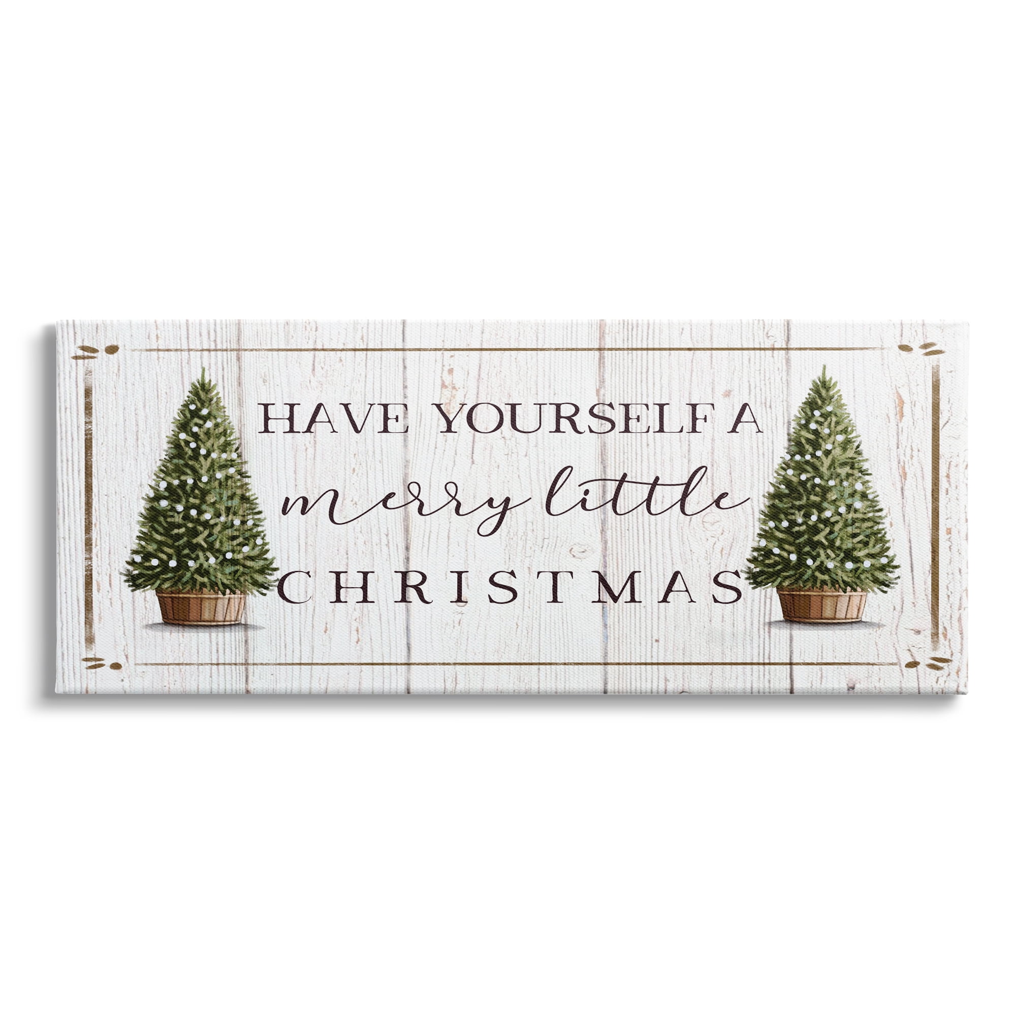 Stupell Indtries Rtic Merry Little Christmas Phrase Holiday Fir Trees,24 x 10,Design by Elizabeth Tyndall