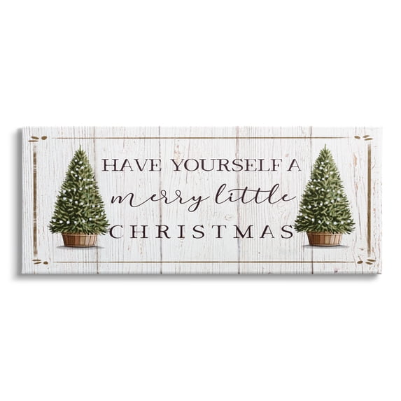 Stupell Indtries Rtic Merry Little Christmas Phrase Holiday Fir Trees,24 x 10,Design by Elizabeth Tyndall