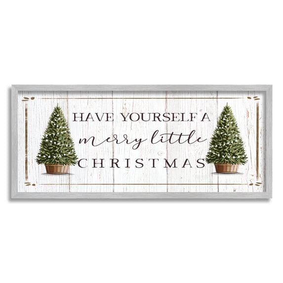 Stupell Indtries Rtic Merry Little Christmas Phrase Holiday Fir Trees,30 x 13,Design by Elizabeth Tyndall