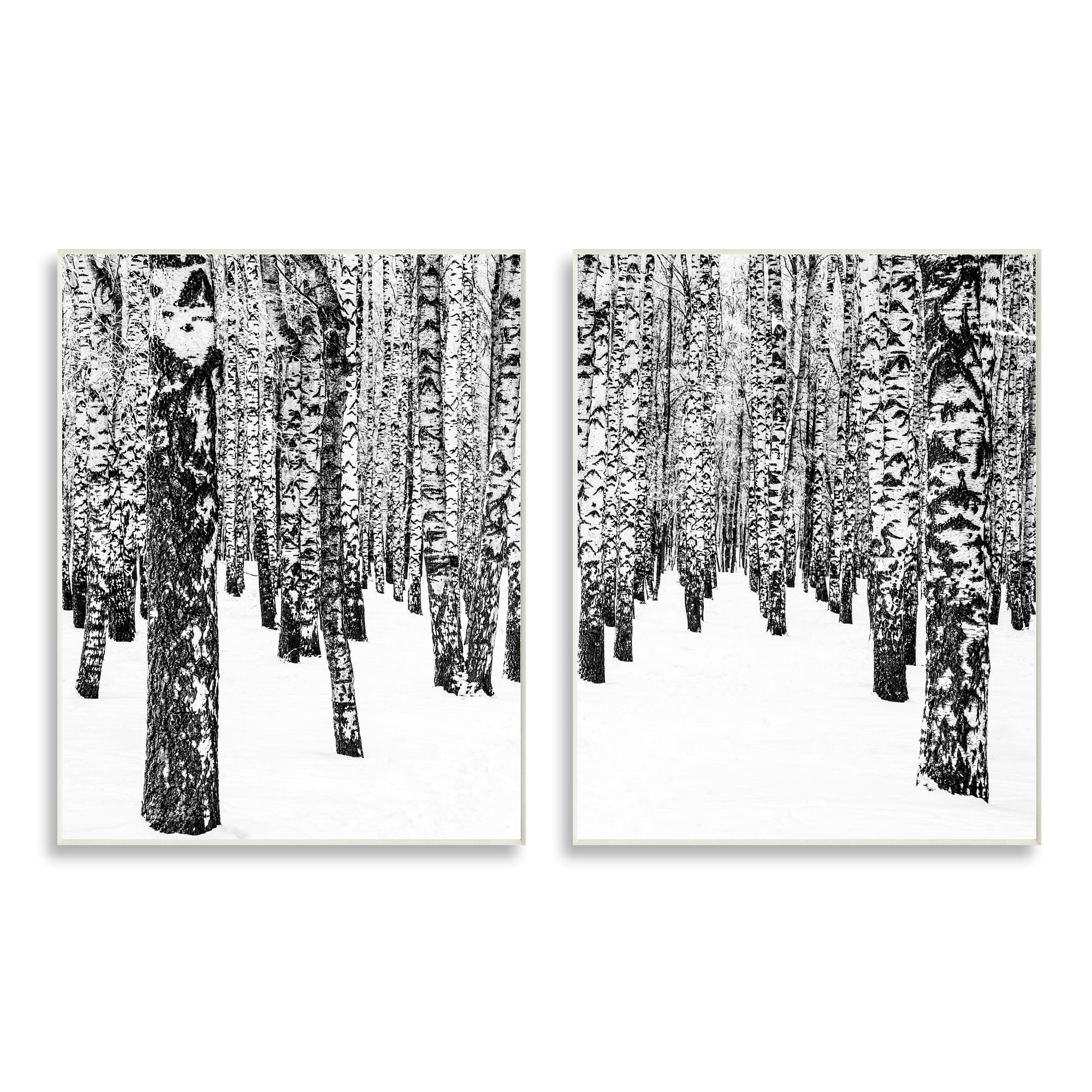 Stupell Indtries Rtic Winter Forest Scene Black White Birch Trees,13 x 19,Design by Design Fabrikken