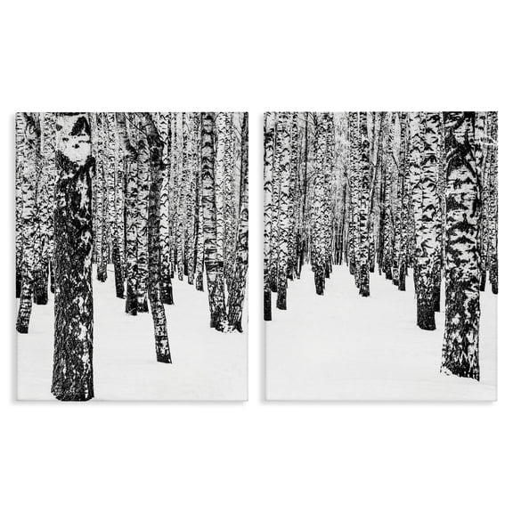 Stupell Industries Cottage Rustic Winter Forest Scene Birch Trees 2pc Canvas Art Set, 16 x 20 each, by Design Fabrikken