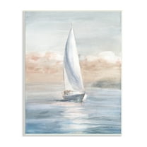 Stupell Indtries Sailboat Under Cloudy Morning Sunrise Soft Contemporary Ocean,10 x 15,Design by Danhui Nai