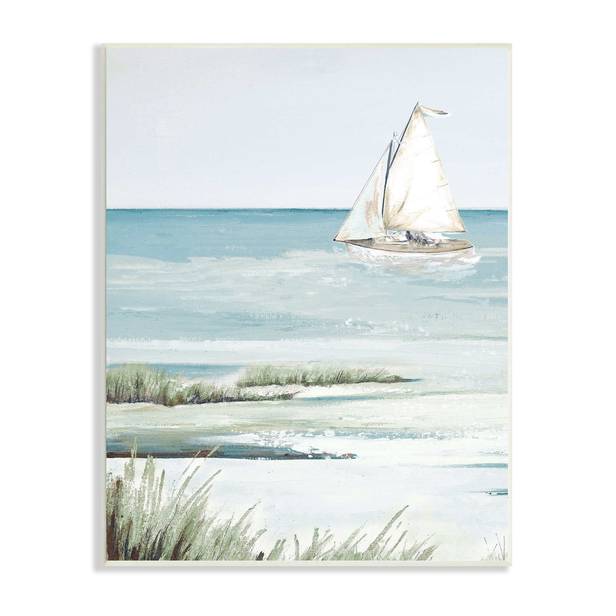 Stupell Indtries Sailing the Bay Soft Traditional Grassy Nautical Landscape,10 x 15,Design by Patricia Pinto