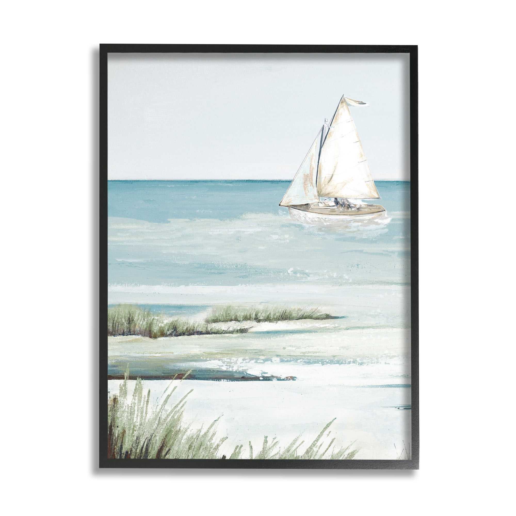 Stupell Indtries Sailing the Bay Soft Traditional Grassy Nautical Landscape,16 x 20,Design by Patricia Pinto