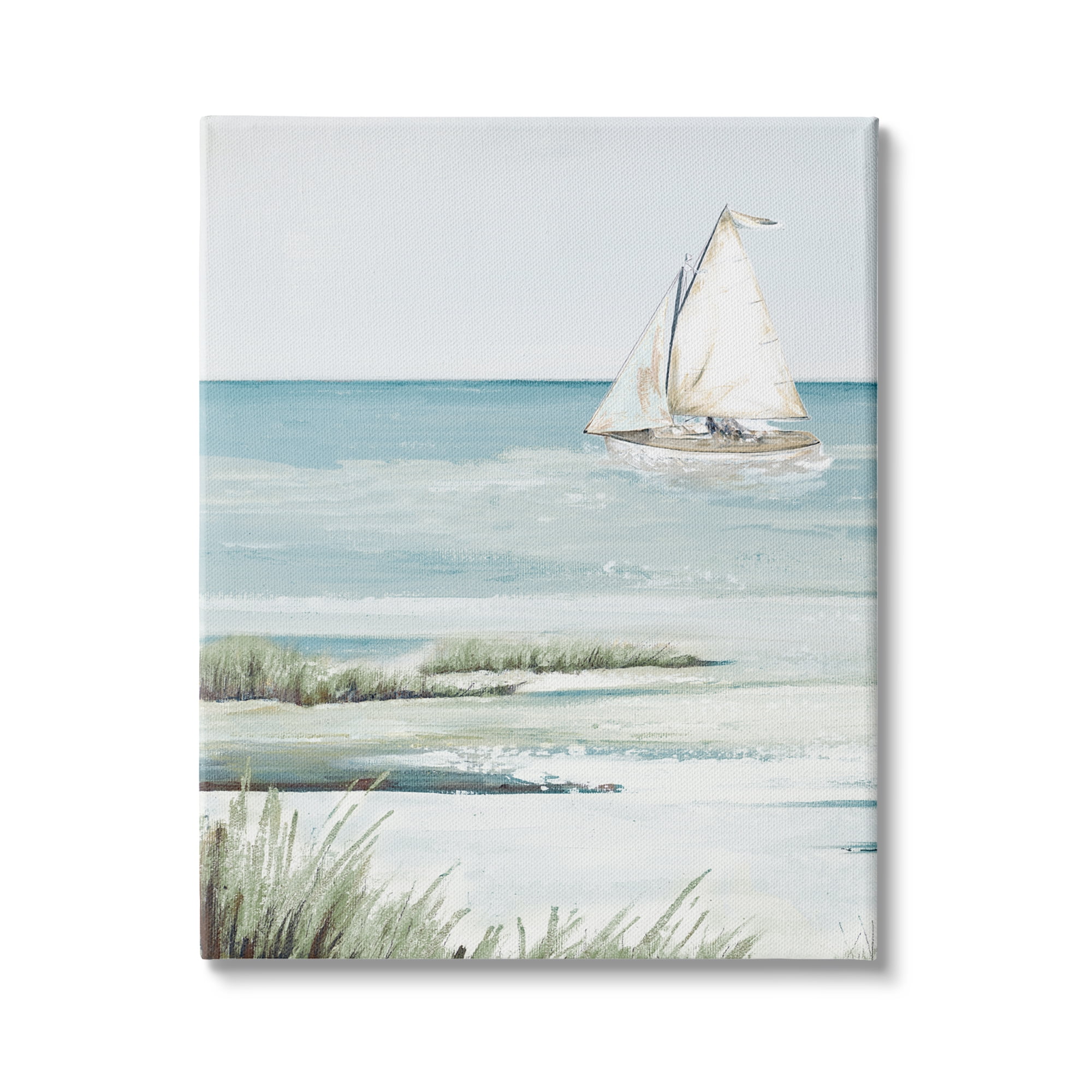 Stupell Indtries Sailing the Bay Soft Traditional Grassy Nautical Landscape,16 x 20,Design by Patricia Pinto