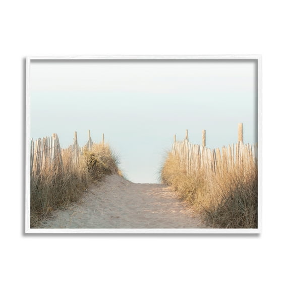 Stupell Indtries Sand Break Nautical Path Tall Grass Distant Waters,14 x 11,Design by Ian Winstanley