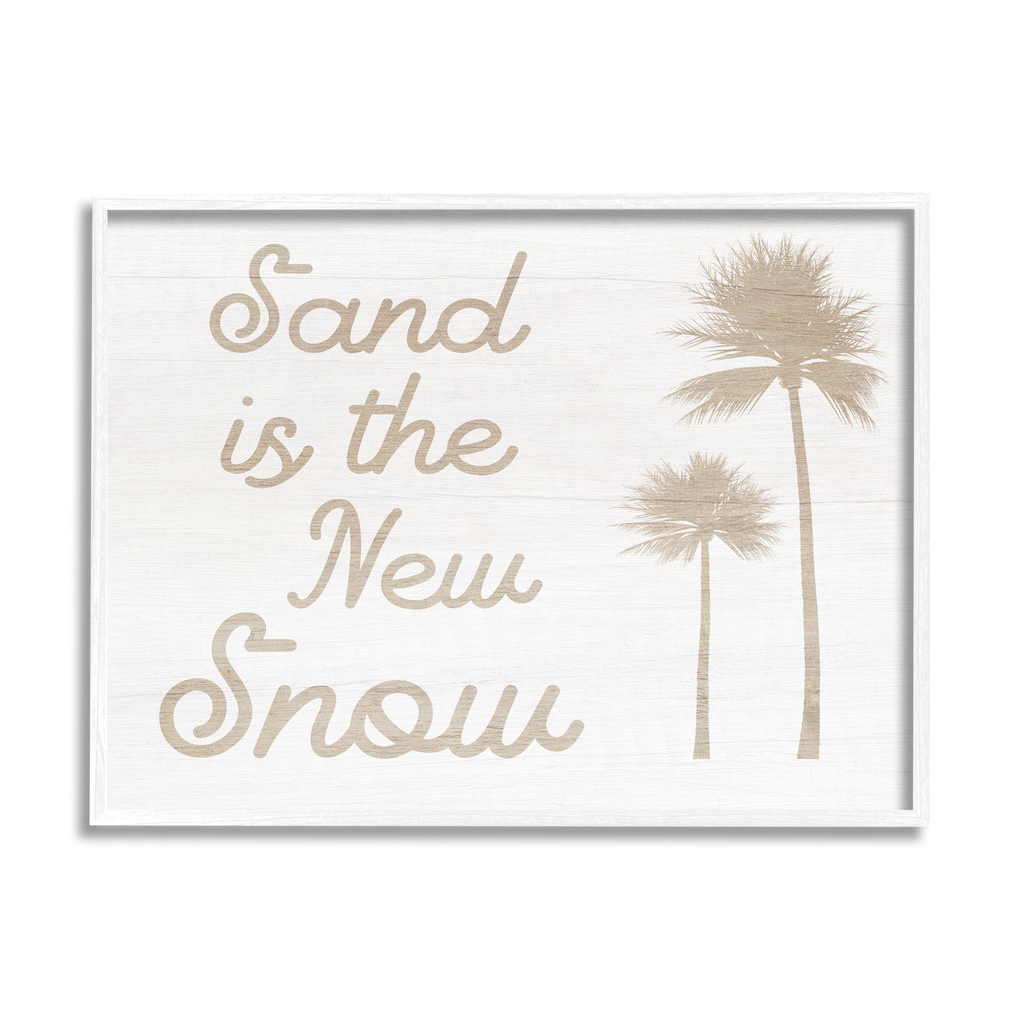 Stupell Indtries Sand is New Snow Phrase Soft Palm Trees,14 x 11,Design by Daphne Polselli