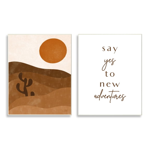 Stupell Indtries Say Yes New Adventures Phrase Desert Sun Cact,10 x 15,Design by Birch&Ink