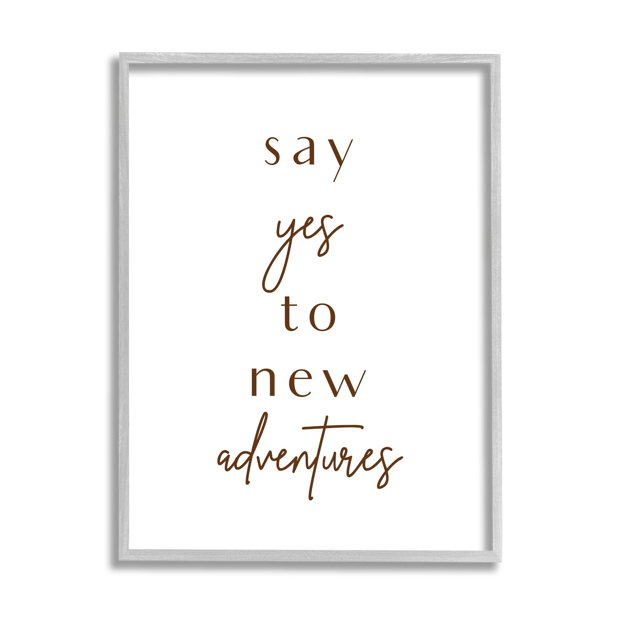 Stupell Indtries Say Yes to New Adventures Phrase Minimal Typography,16 x 20,Design by Birch&Ink