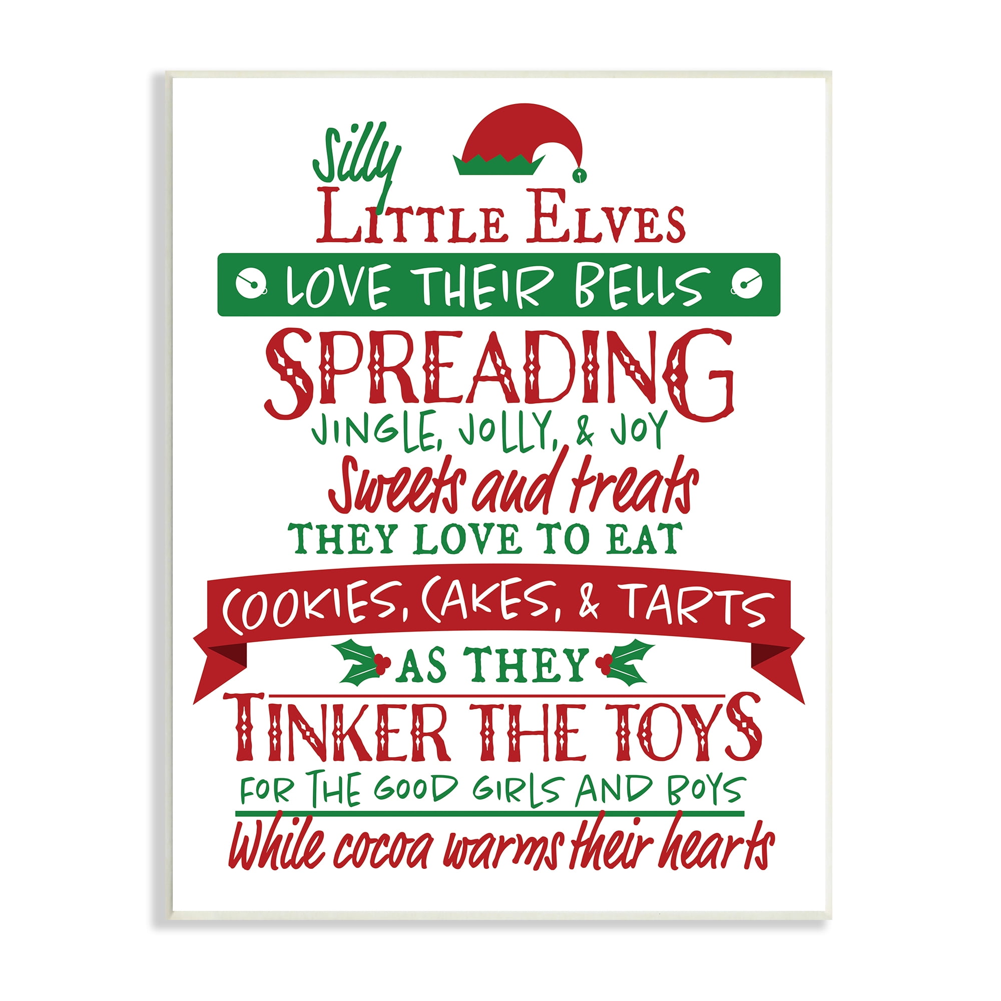 Stupell Indtries Silly Little Elves List Festive Christmas Phrases,10 x 15,Design by Hugo Edwins