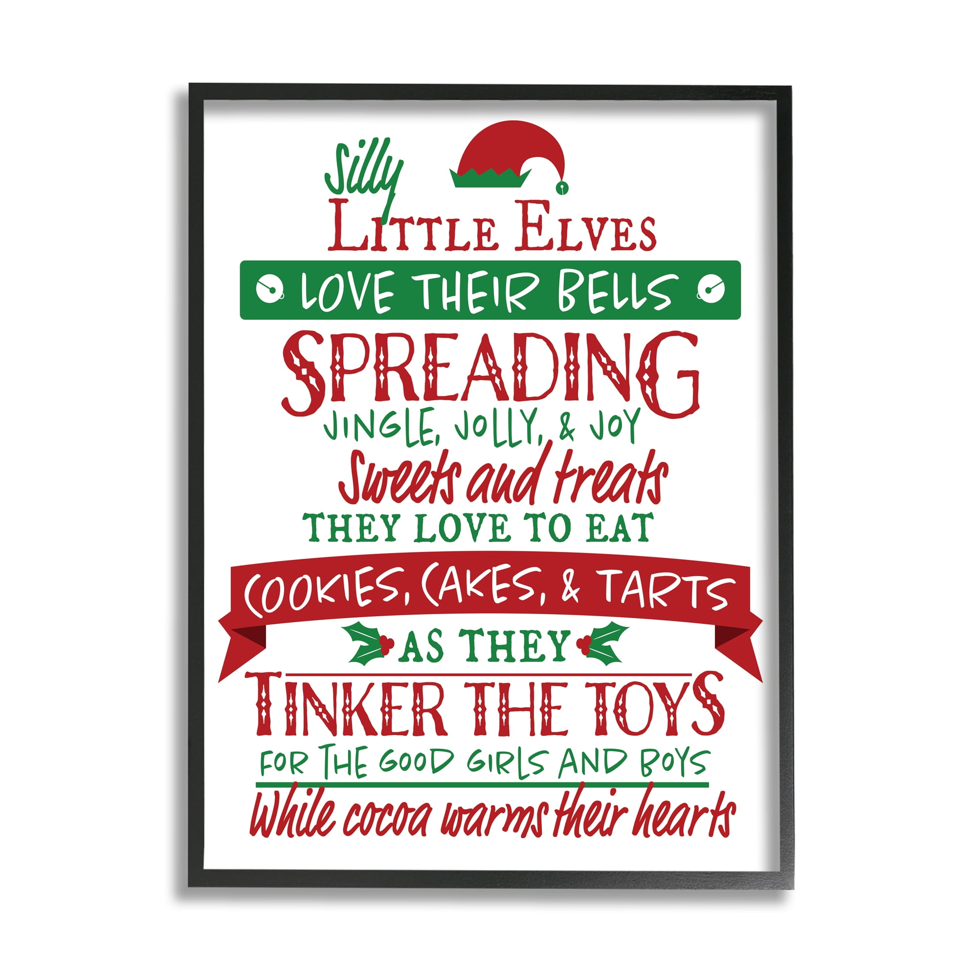 Stupell Indtries Silly Little Elves List Festive Christmas Phrases,16 x 20,Design by Hugo Edwins