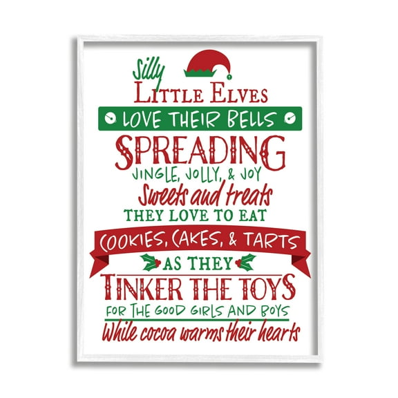 Stupell Indtries Silly Little Elves List Festive Christmas Phrases,16 x 20,Design by Hugo Edwins