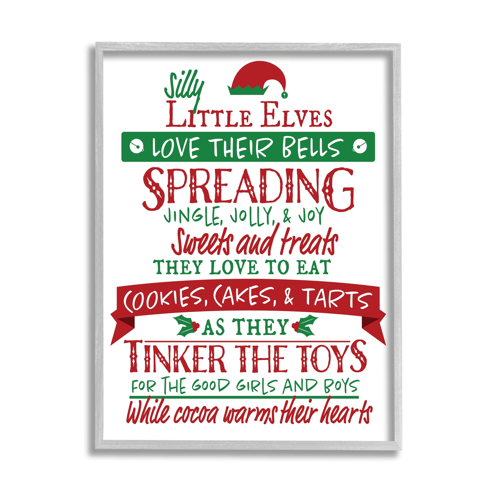 Stupell Indtries Silly Little Elves List Festive Christmas Phrases,16 x 20,Design by Hugo Edwins