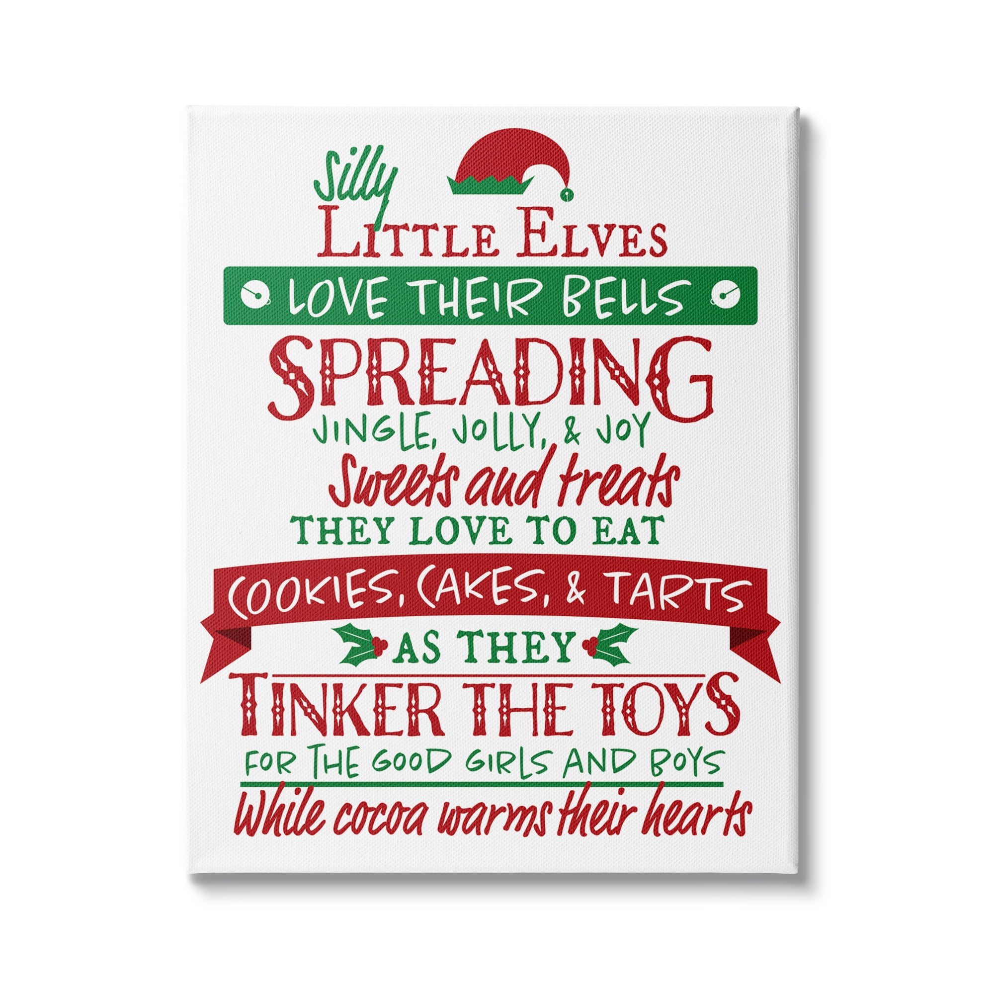 Stupell Indtries Silly Little Elves List Festive Christmas Phrases,24 x 30,Design by Hugo Edwins