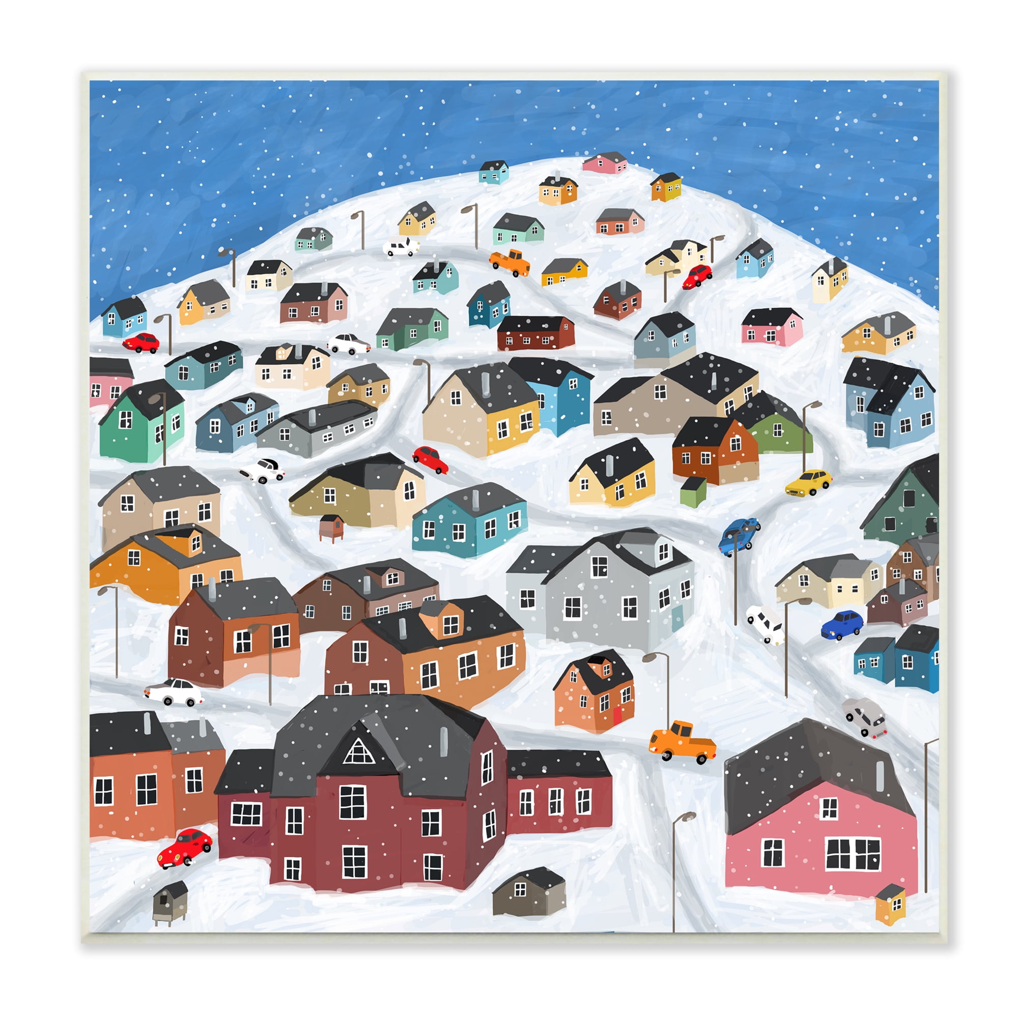 Stupell Indtries Snowy Village on Hill Cityscape Greenland Town Buildings,12 x 12,Design by Carla Daly