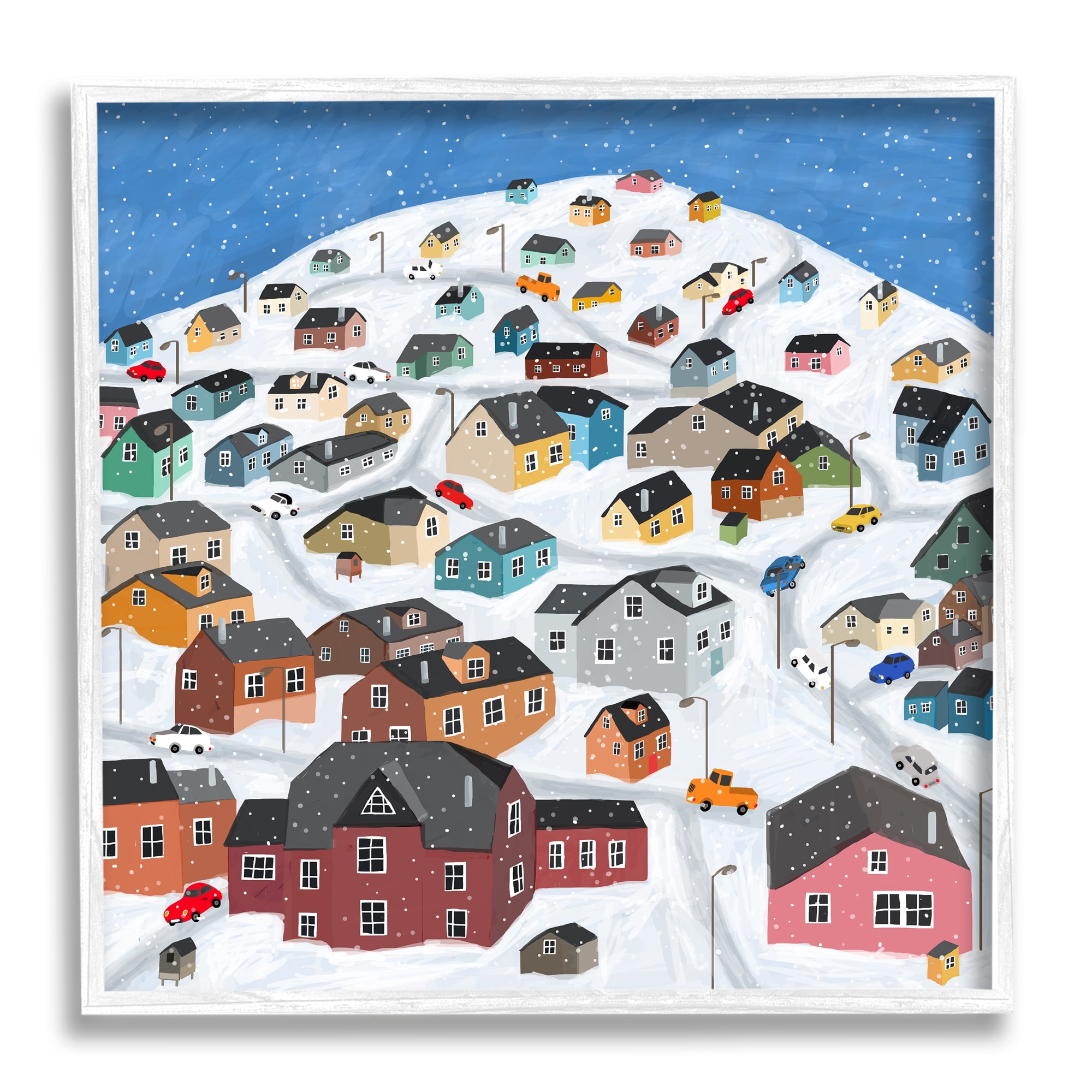 Stupell Indtries Snowy Village on Hill Cityscape Greenland Town Buildings,12 x 12,Design by Carla Daly
