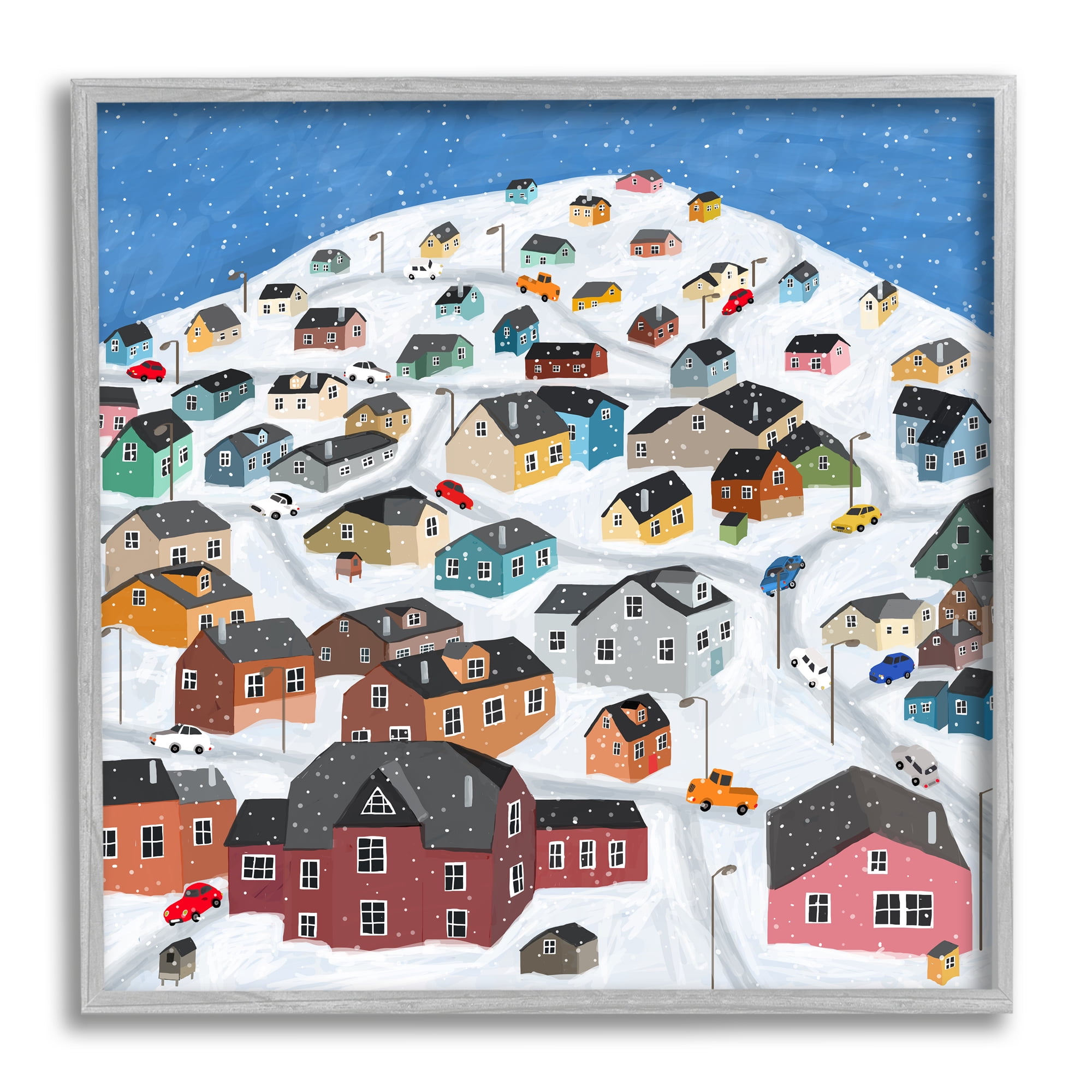 Stupell Indtries Snowy Village on Hill Cityscape Greenland Town Buildings,12 x 12,Design by Carla Daly