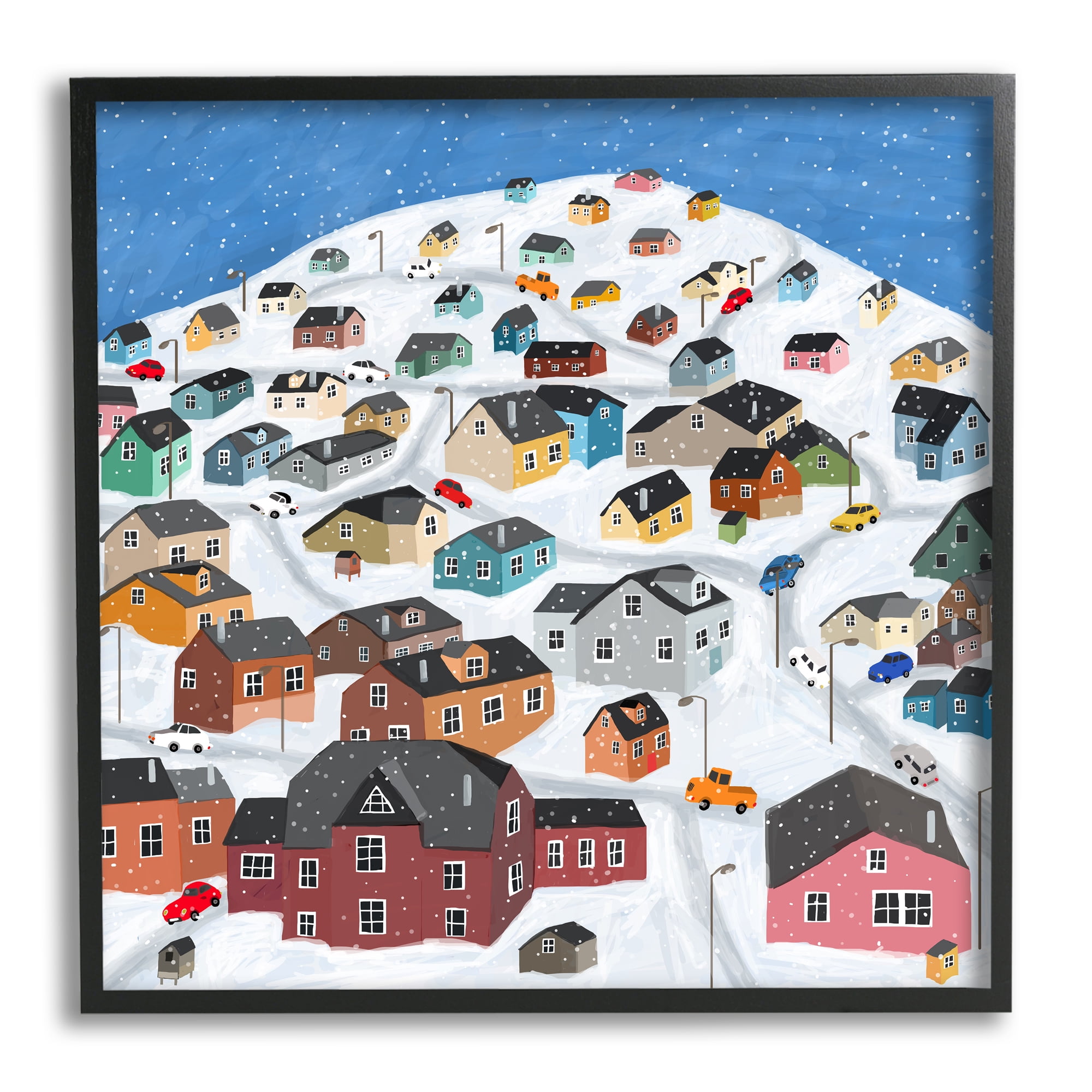 Stupell Indtries Snowy Village on Hill Cityscape Greenland Town Buildings,24 x 24,Design by Carla Daly