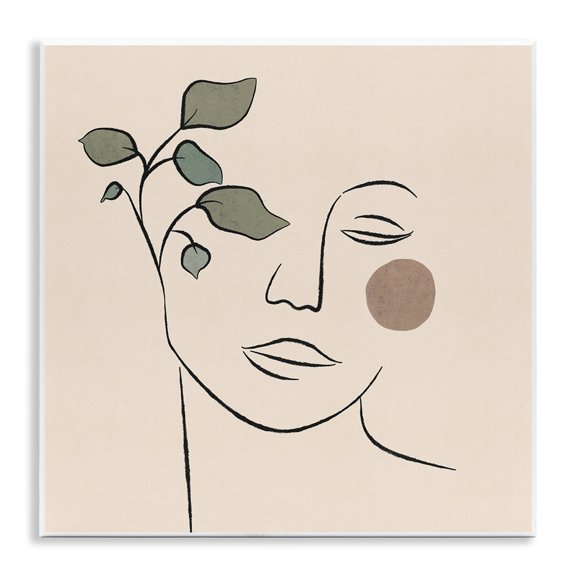 Stupell Industries Eclectic Soft Female Face Line Drawing Abstract Plant Sun Wall Plaque Art, 12 x 12, by JJ Design House LLC