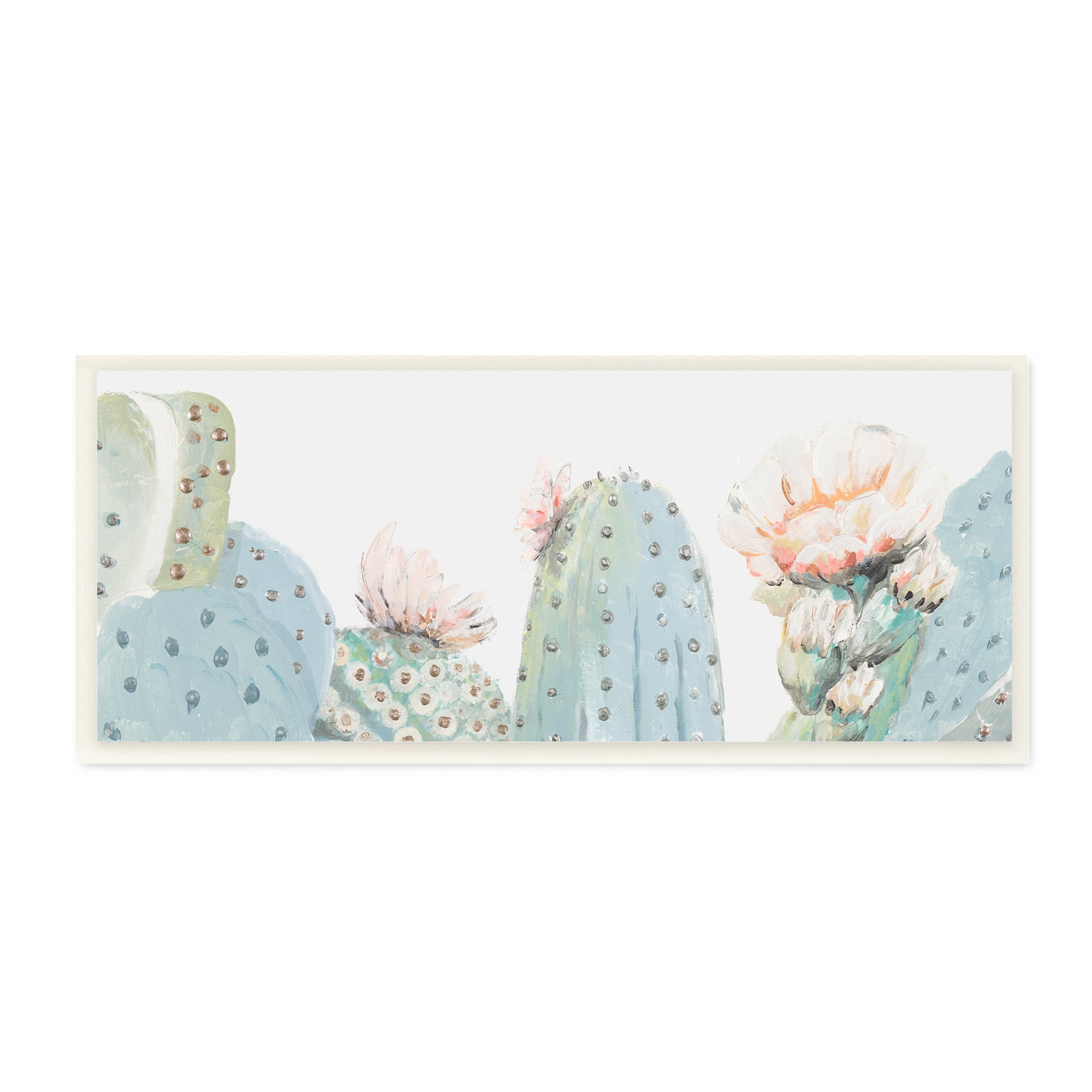Stupell Indtries Soft Green Cact Close Up Blooming Pink Flowers,17 x 7,Design by Patricia Pinto