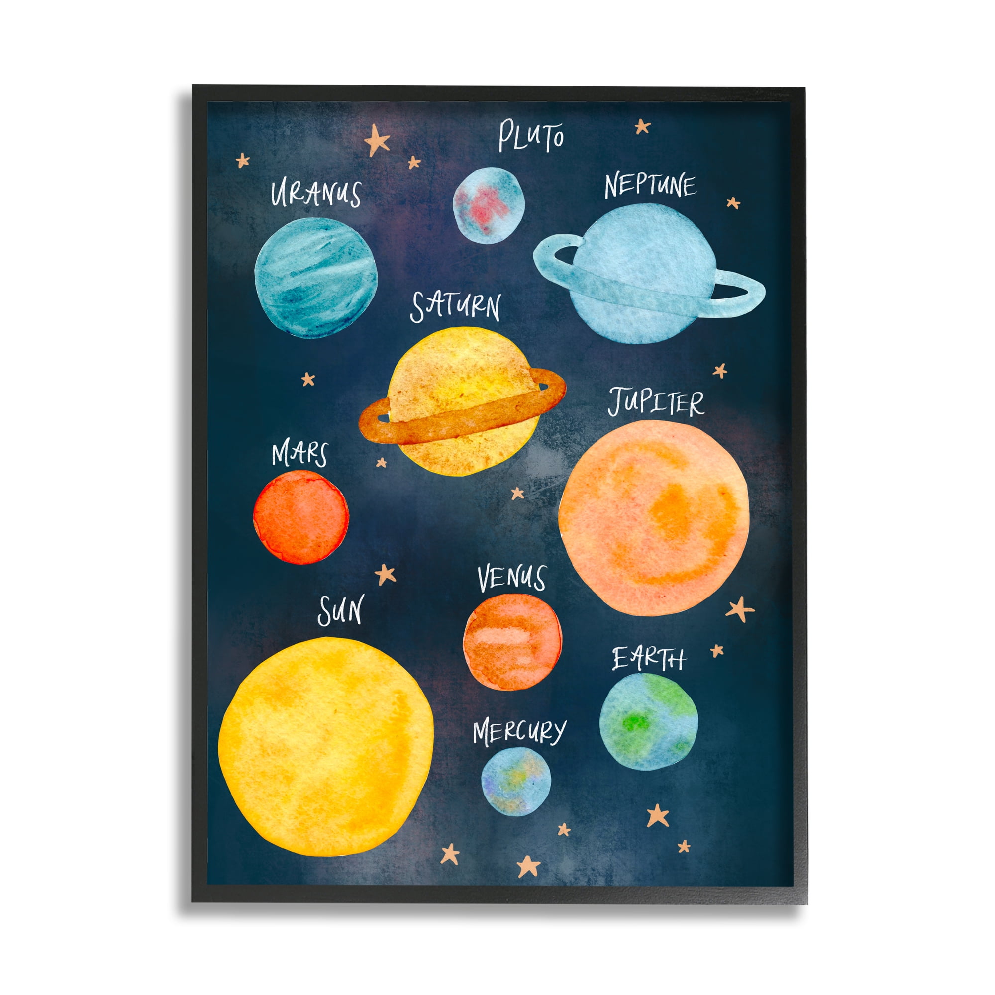 Stupell Indtries Solar System Planet Clter Watercolor Milky Way Galaxy,24 x 30,Design by Amanda Hoton