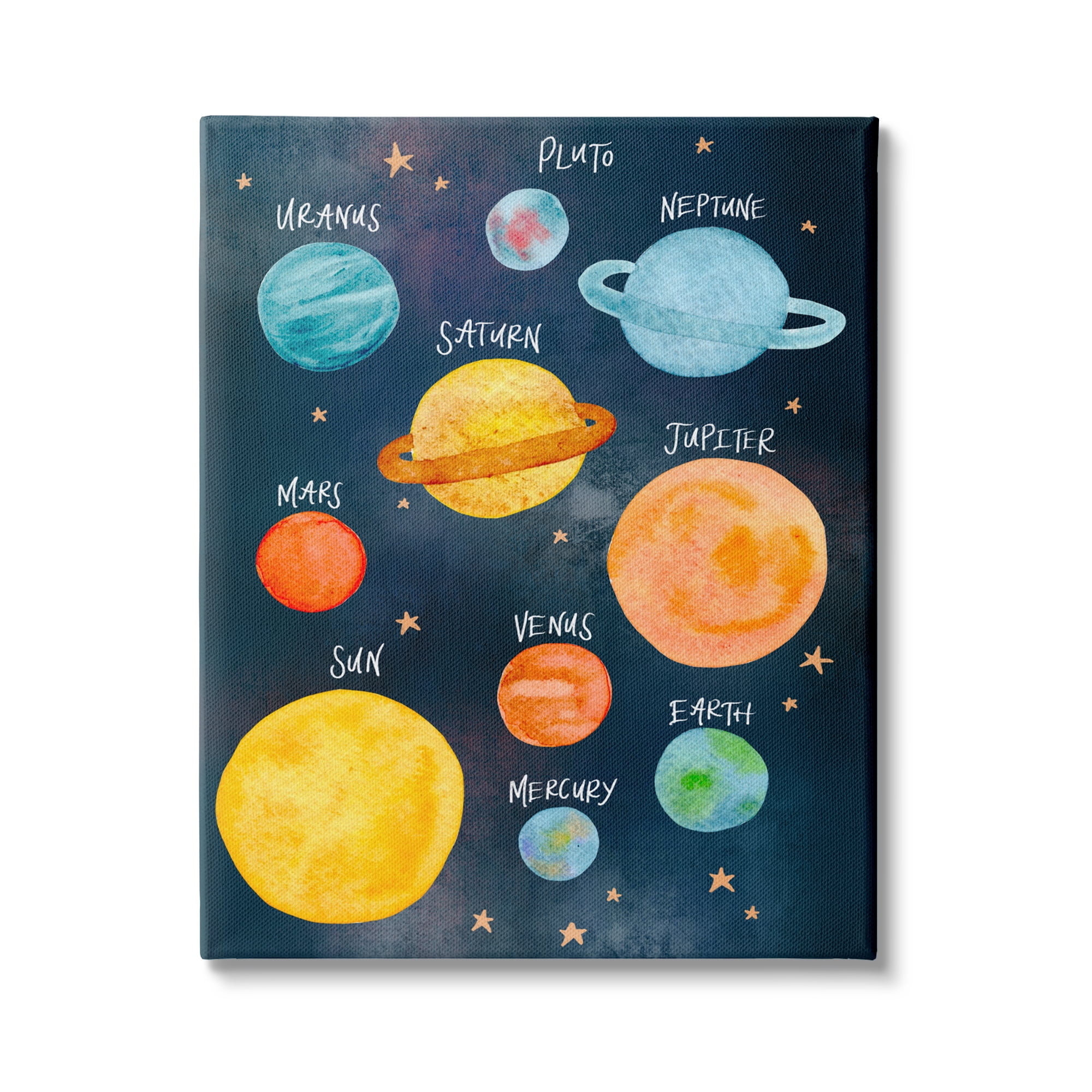 Stupell Indtries Solar System Planet Clter Watercolor Milky Way Galaxy,36 x 48,Design by Amanda Hoton