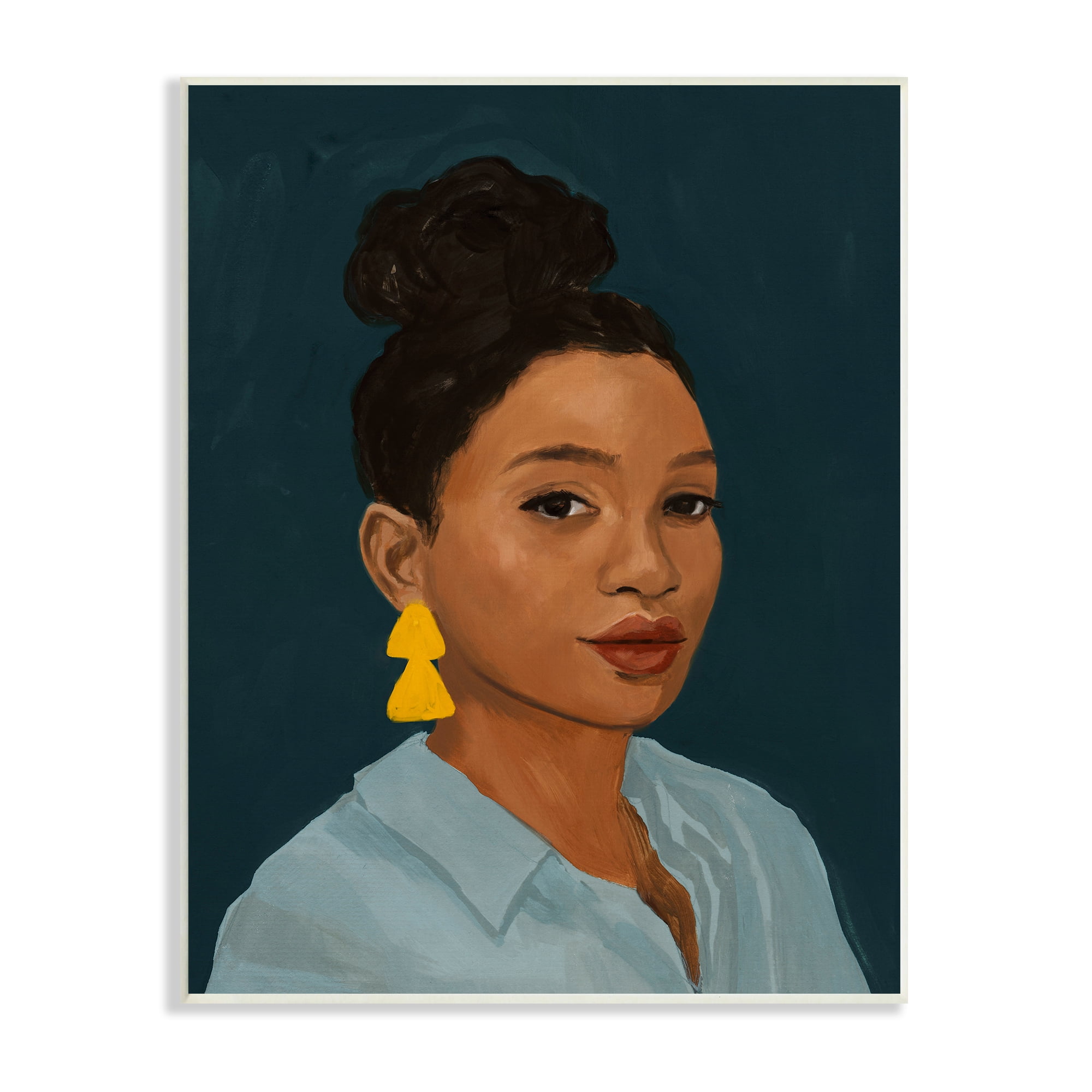 Stupell Indtries Sophisticated Female Portrait With Yellow Triangle Earrings,10 x 15,Design by Victoria Barnes&nbsp;
