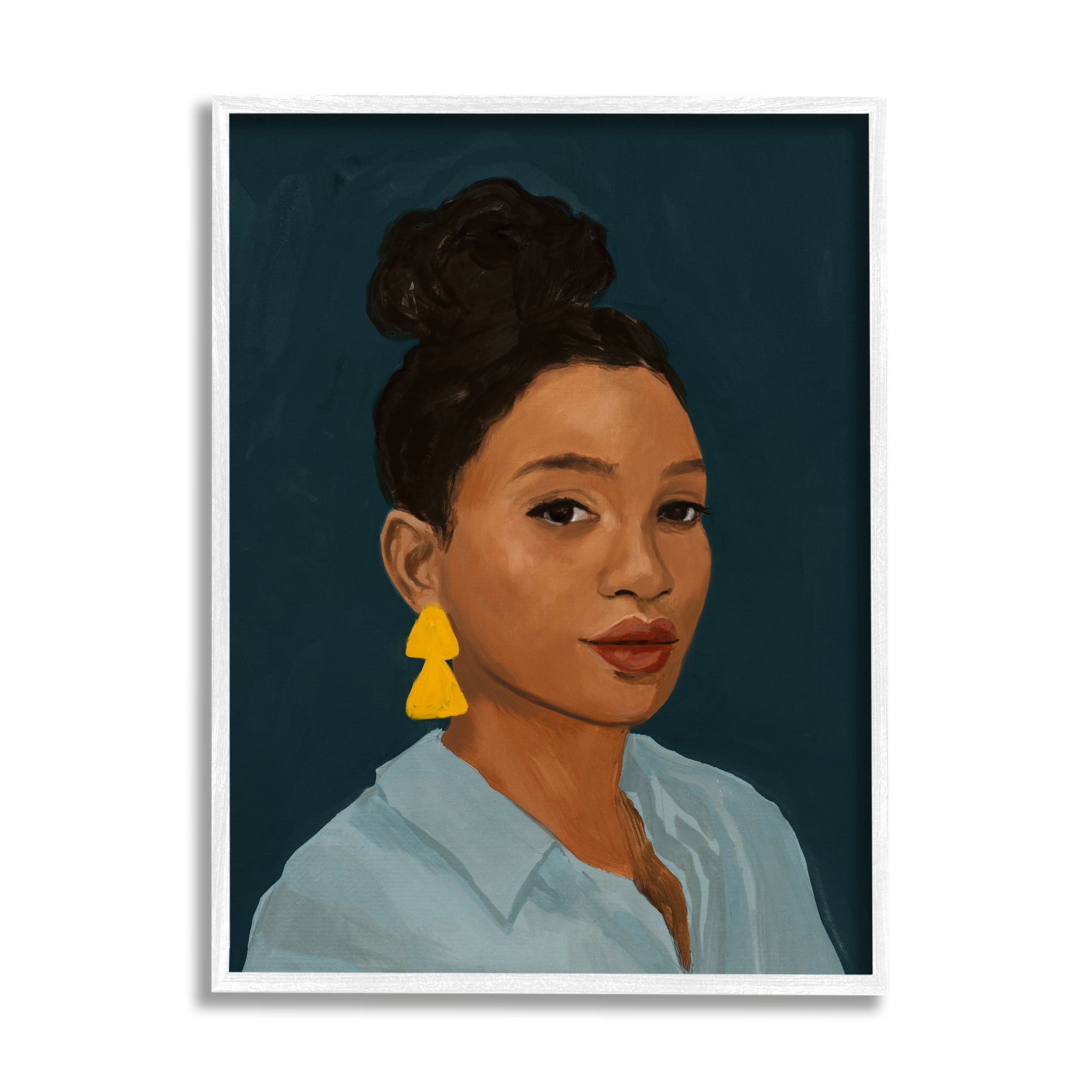 Stupell Indtries Sophisticated Female Portrait With Yellow Triangle Earrings,11 x 14,Design by Victoria Barnes&nbsp;